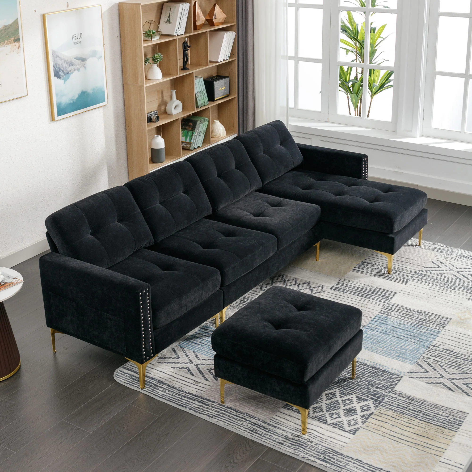 Modern L - Shape Convertible Sectional Sofa With Movable Ottoman - Image 10
