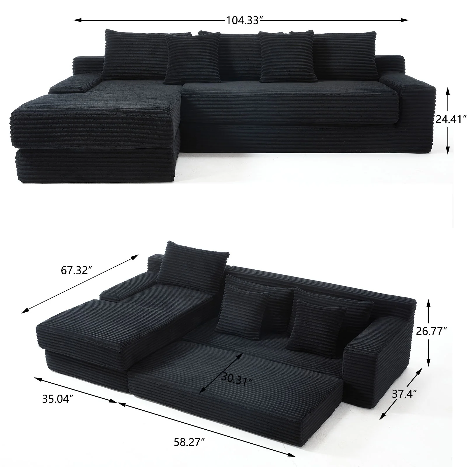 Modern L - Shaped Sectional Couch With Memory Foam - Image 10