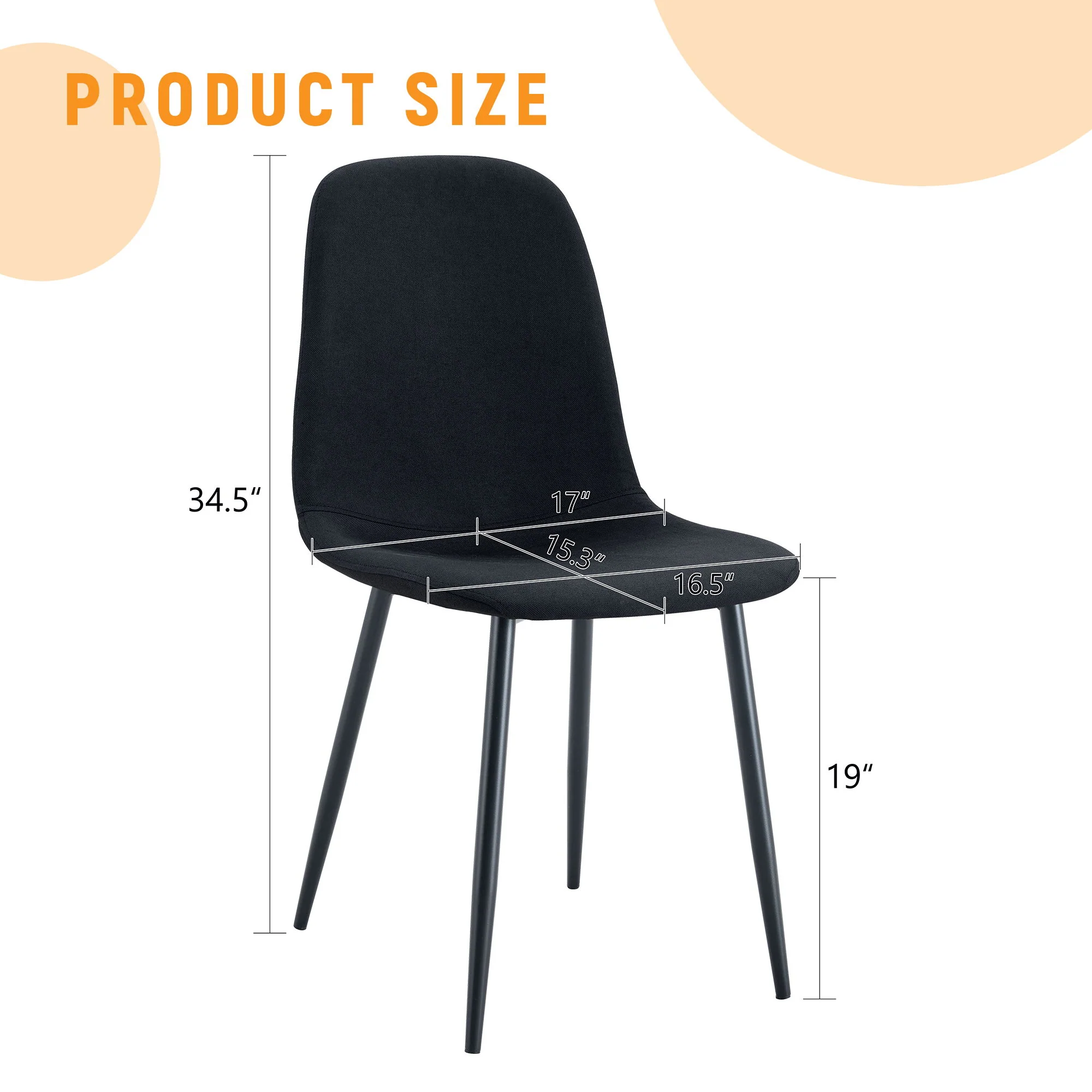 Modern Medieval Style Cushioned Side Chairs Set With Metal Legs For Kitchens - Image 6