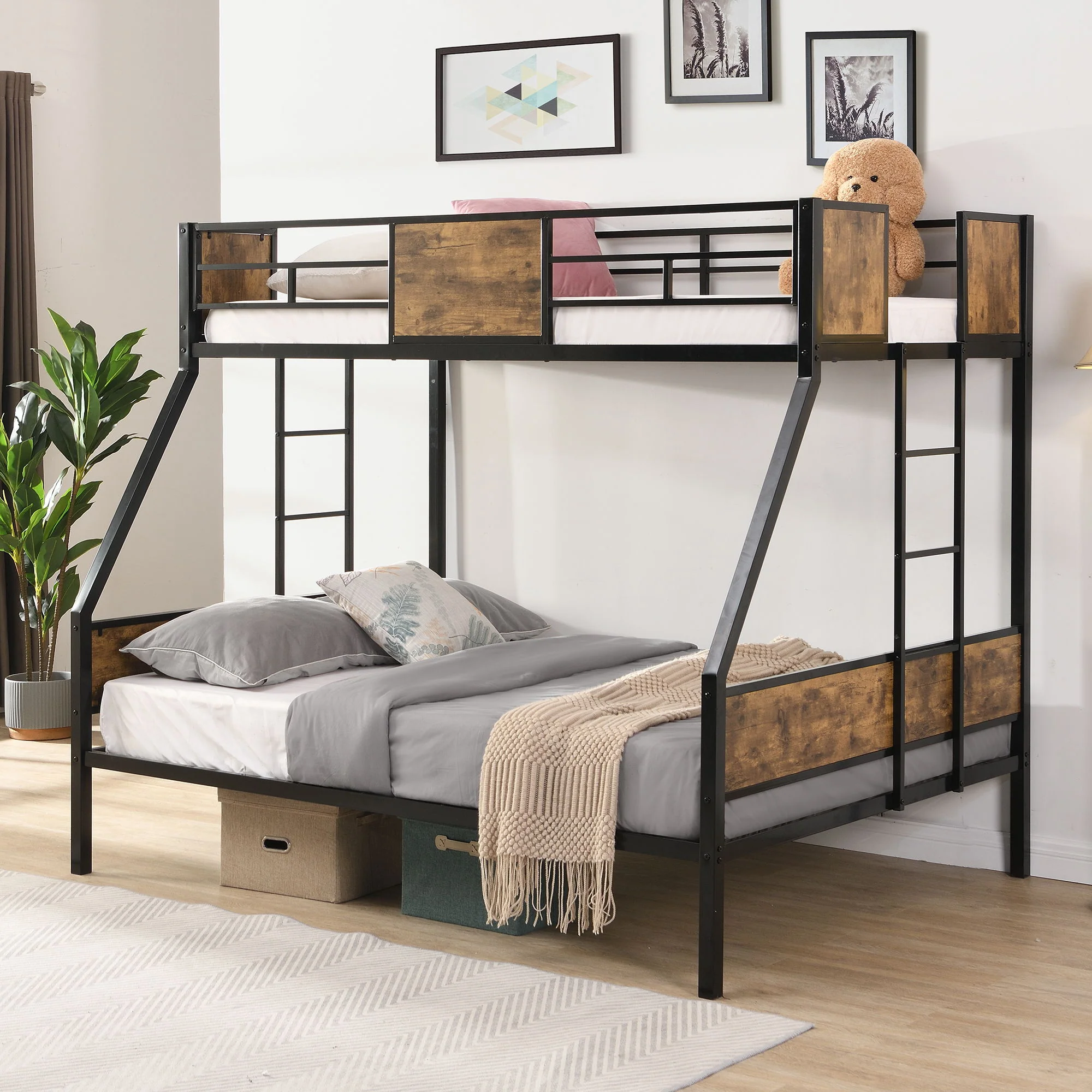 Modern Metal Bunk Bed With Dual Side Ladder And Metal Desig - Image 8