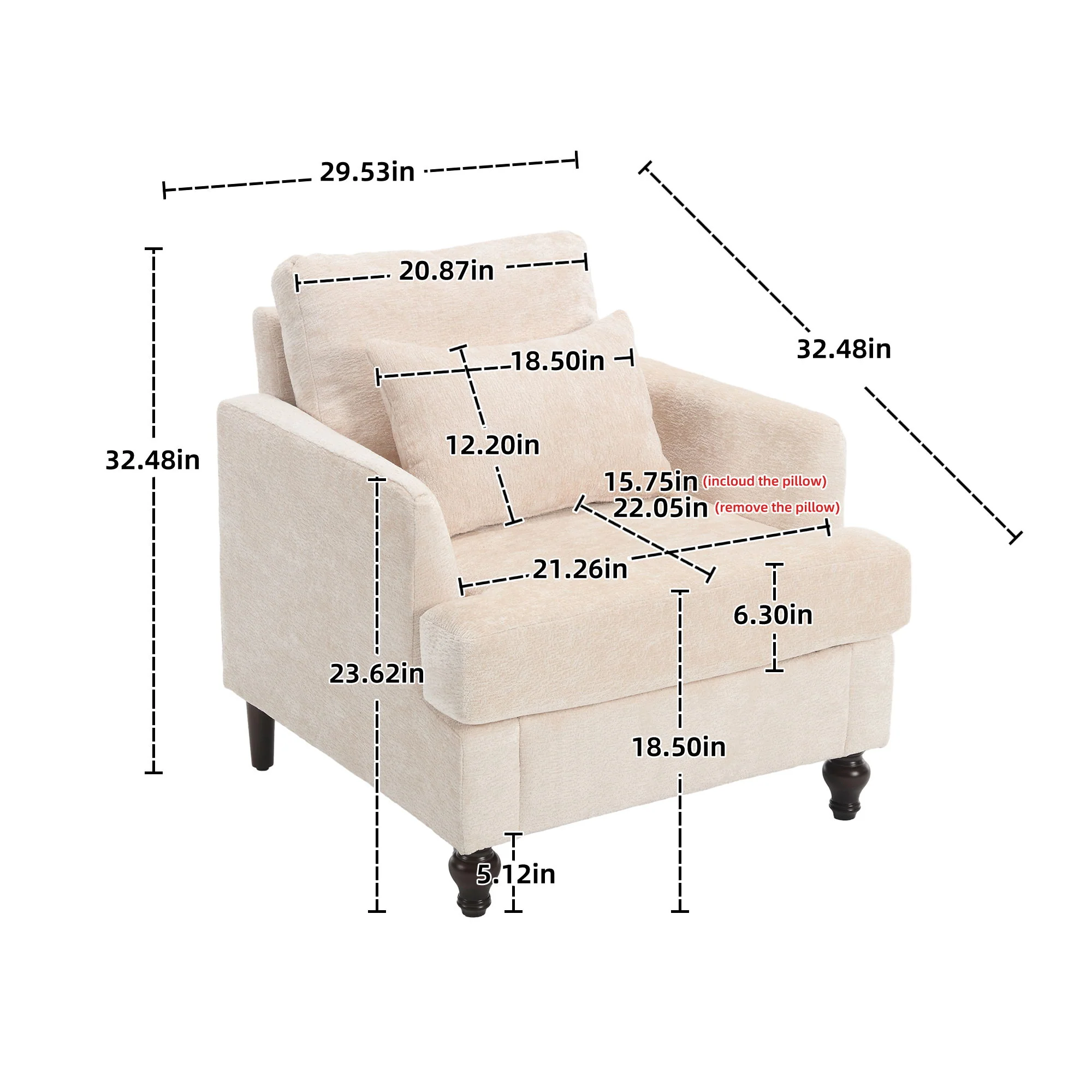 Modern Mid Century Wood Frame Armchair With Tufted Design - Image 9