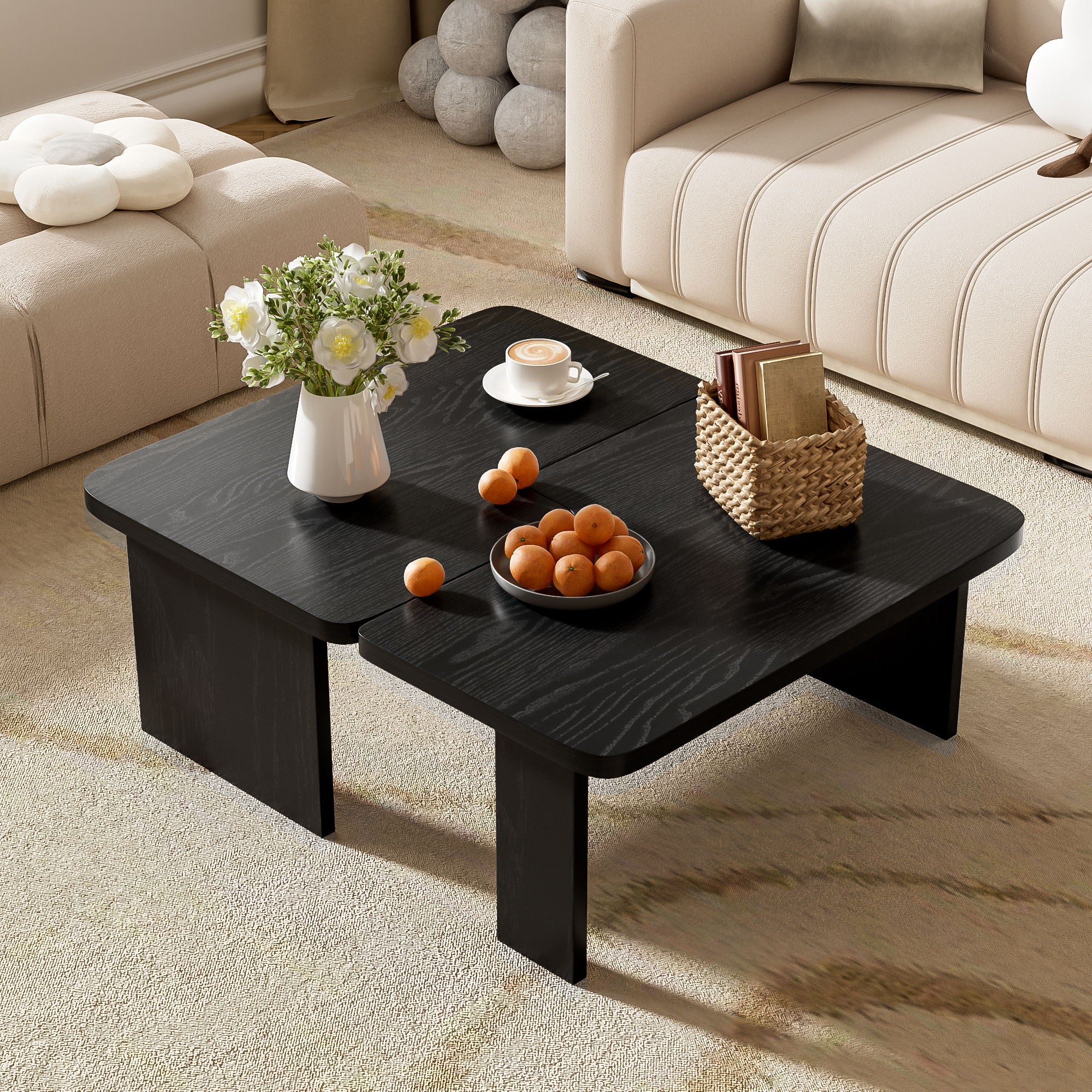 Modern Minimalist Coffee Table Set With Splicing Design - Image 10