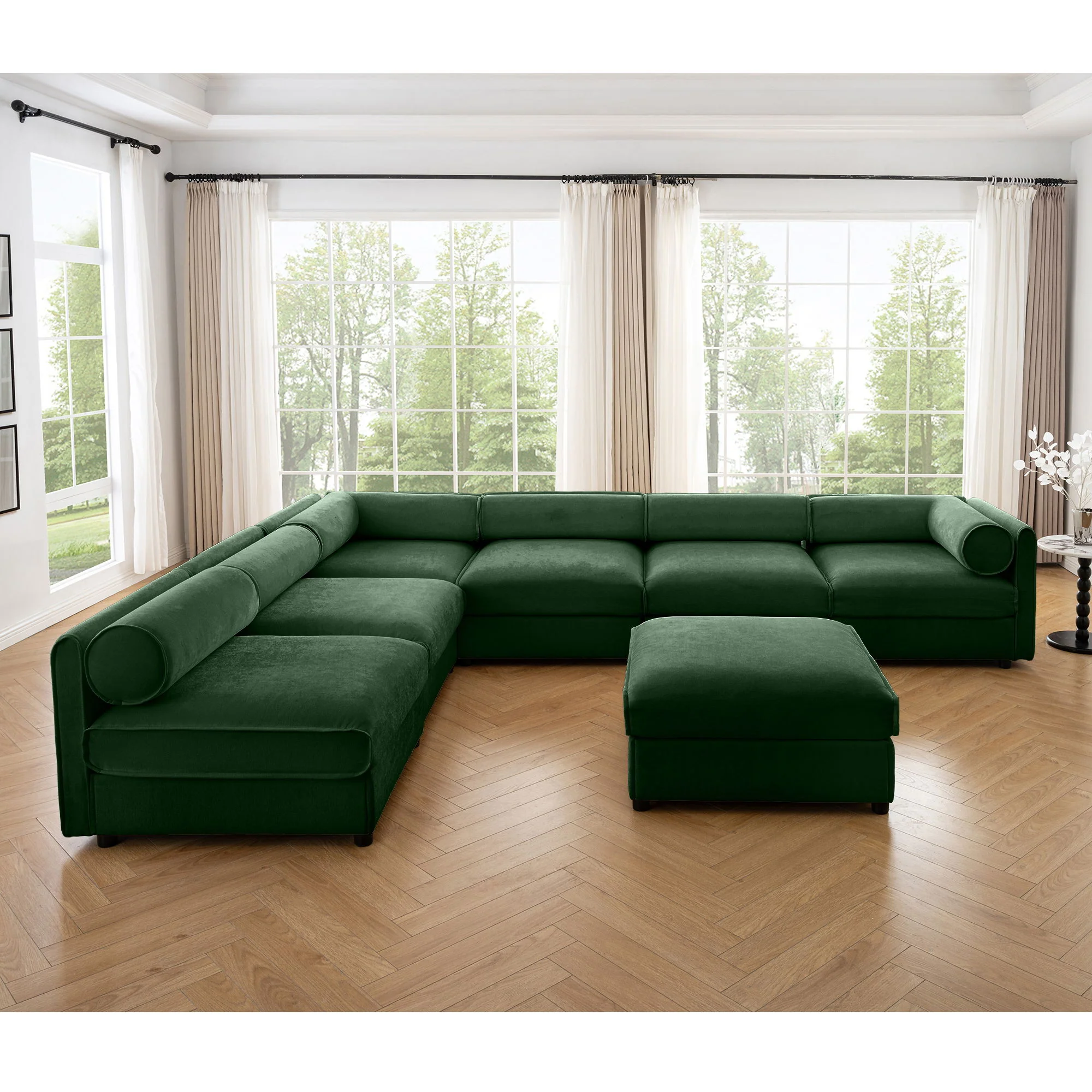 Modern Modular Sectional Sofa With Storag, Contemporary Cylindrical Design - Image 4