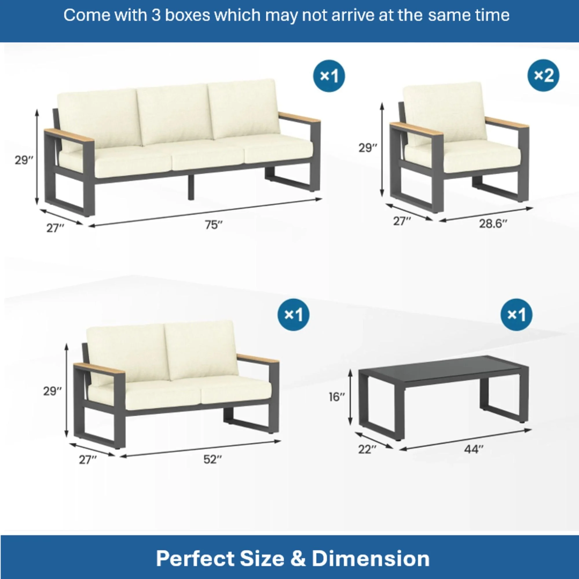 Modern Outdoor Sofa Set With Coffee Table - Image 37