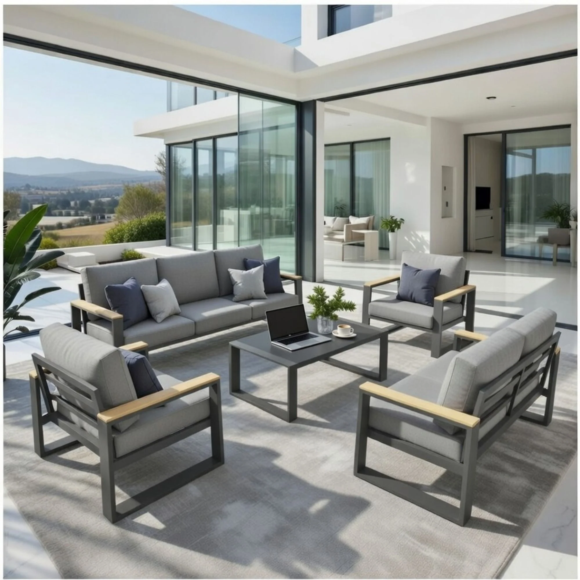 Modern Outdoor Sofa Set With Coffee Table - Image 38