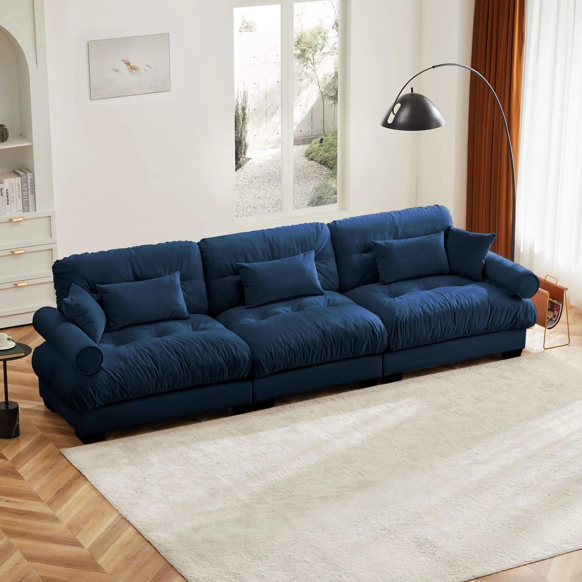 Modern Oversize Sofa With Cloud Like Comfort, Featuring Waist And Throw Pillows - Image 13