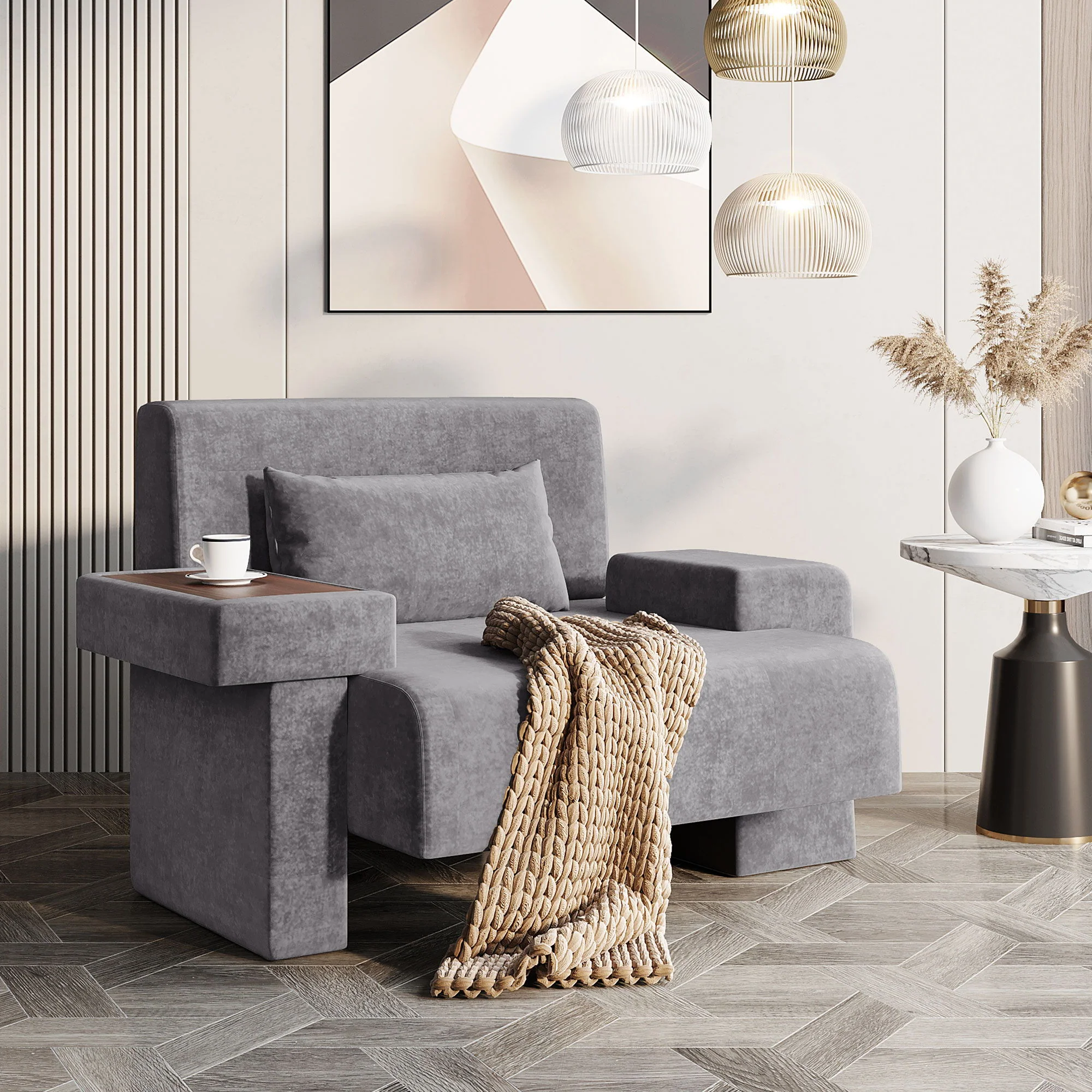 Modern Oversized Armchair With Soft Cushion For Living Room - Image 6
