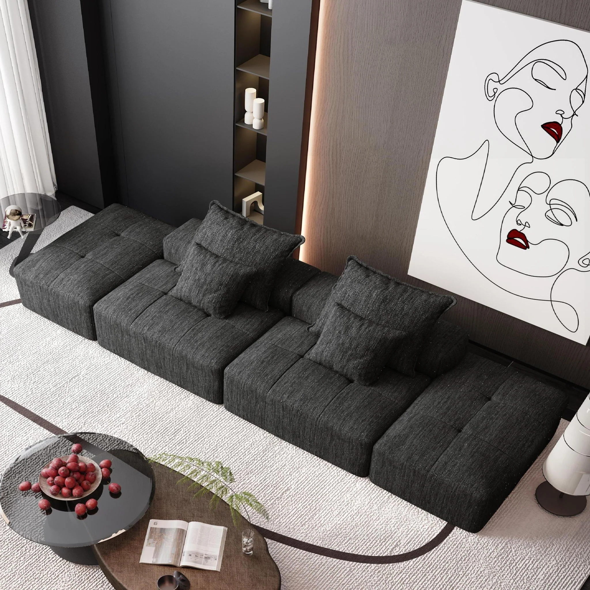 Modern Oversized Diy Combination Modular Sectional Sofa With Pillows - Image 87