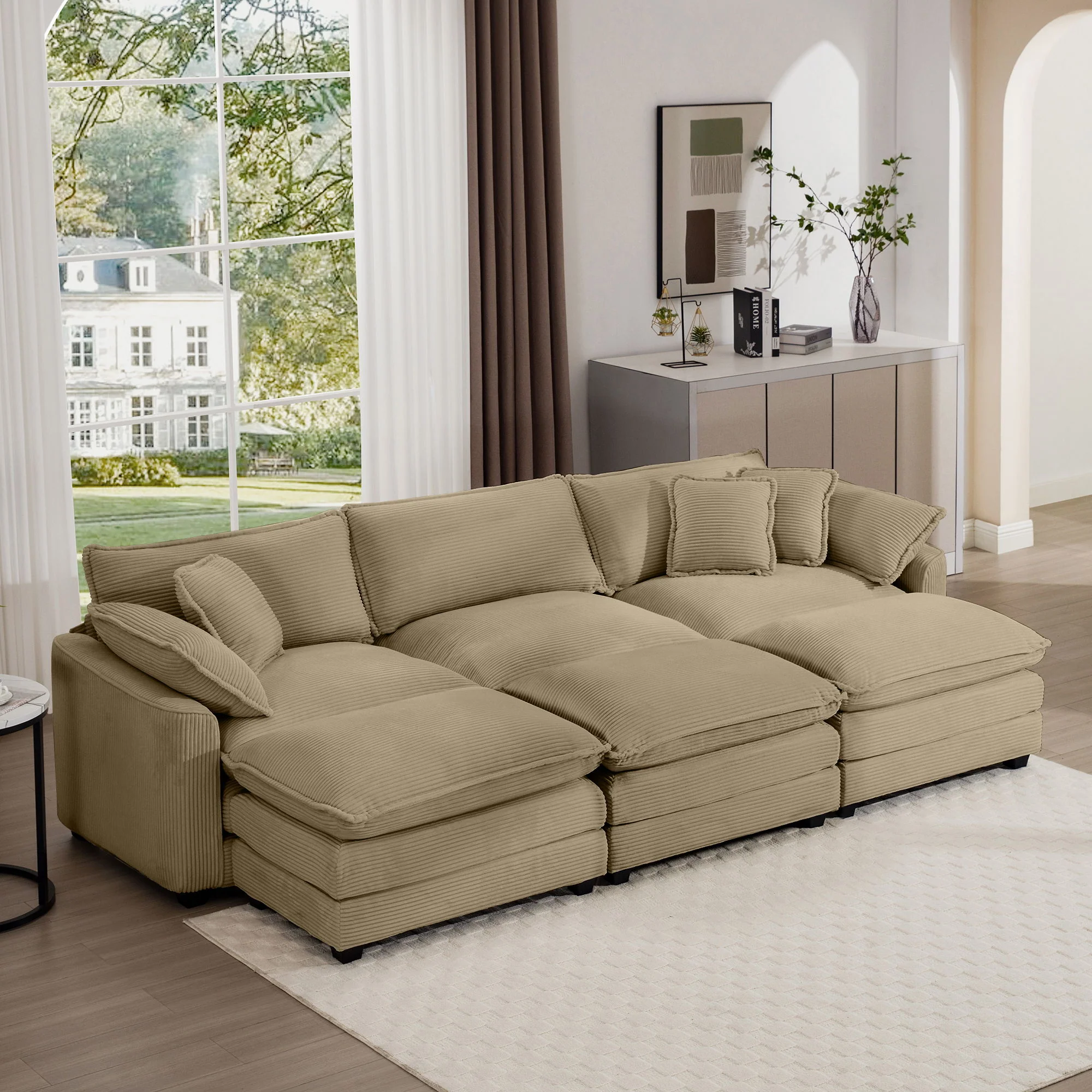 Modern Oversized Modular Cushion Sofa With Ottoman, Low Back, Deep Seating Sofa Set - Image 108