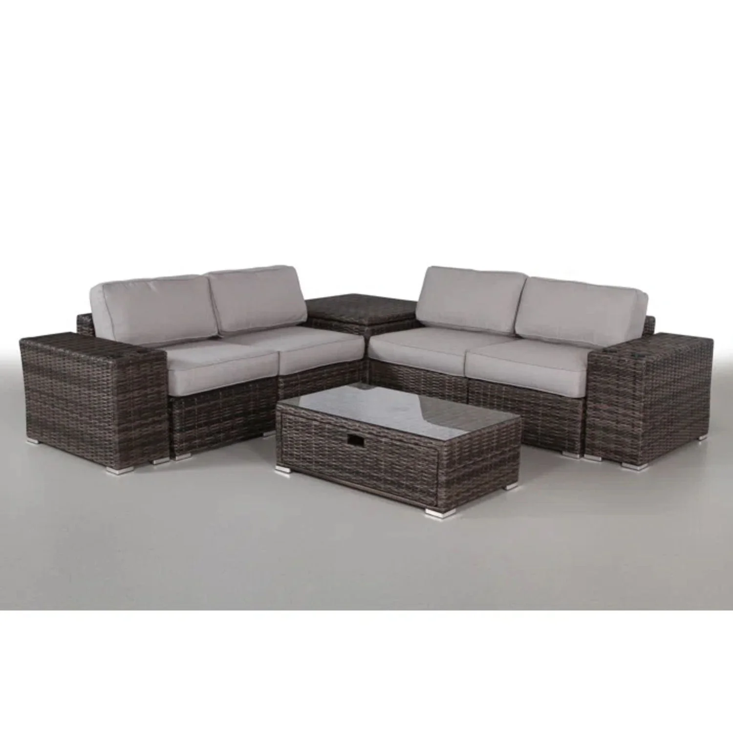 Modern Patio Rattan Sectional Set With Cushions - Image 4