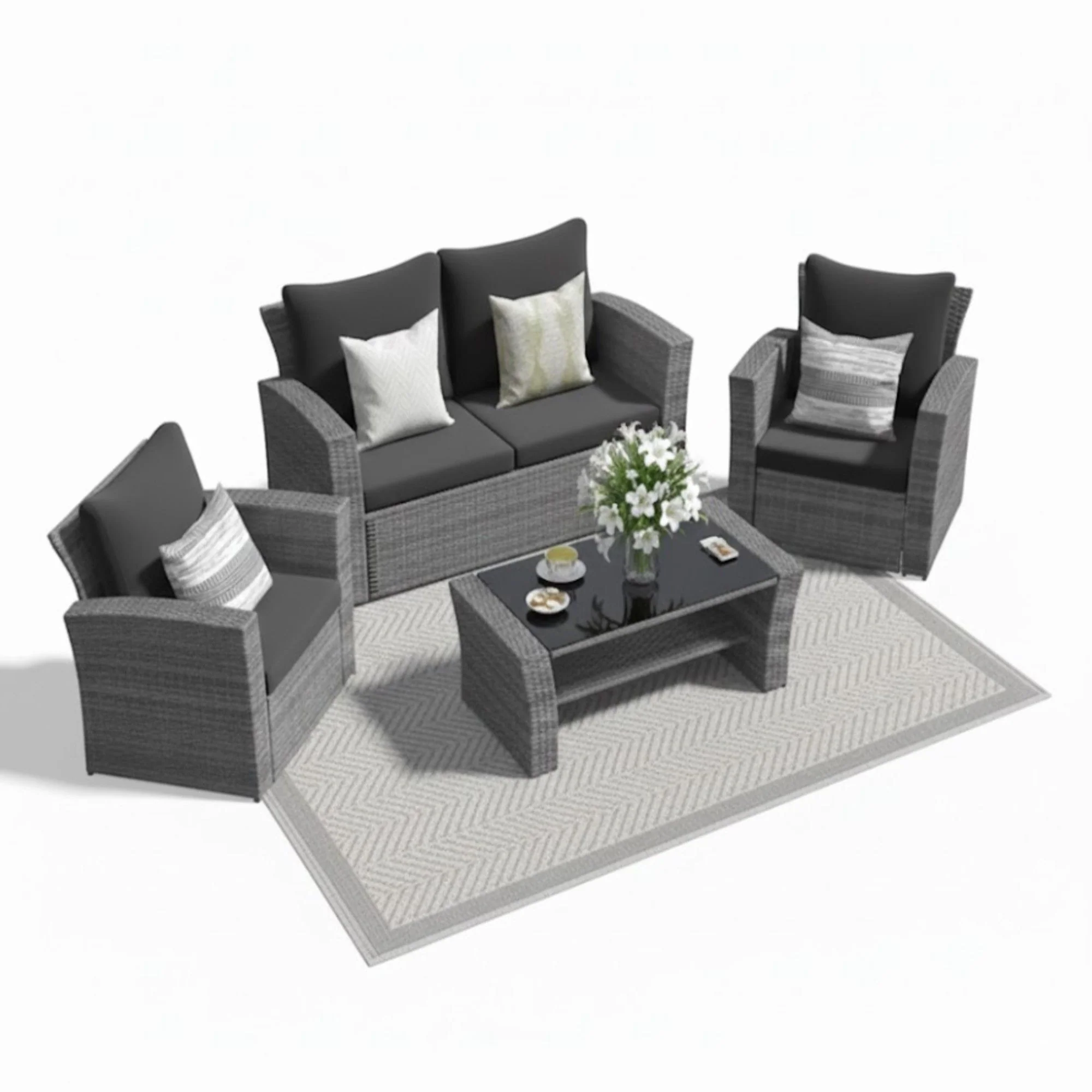 Modern Patio Set With Table And Cushions - Image 7