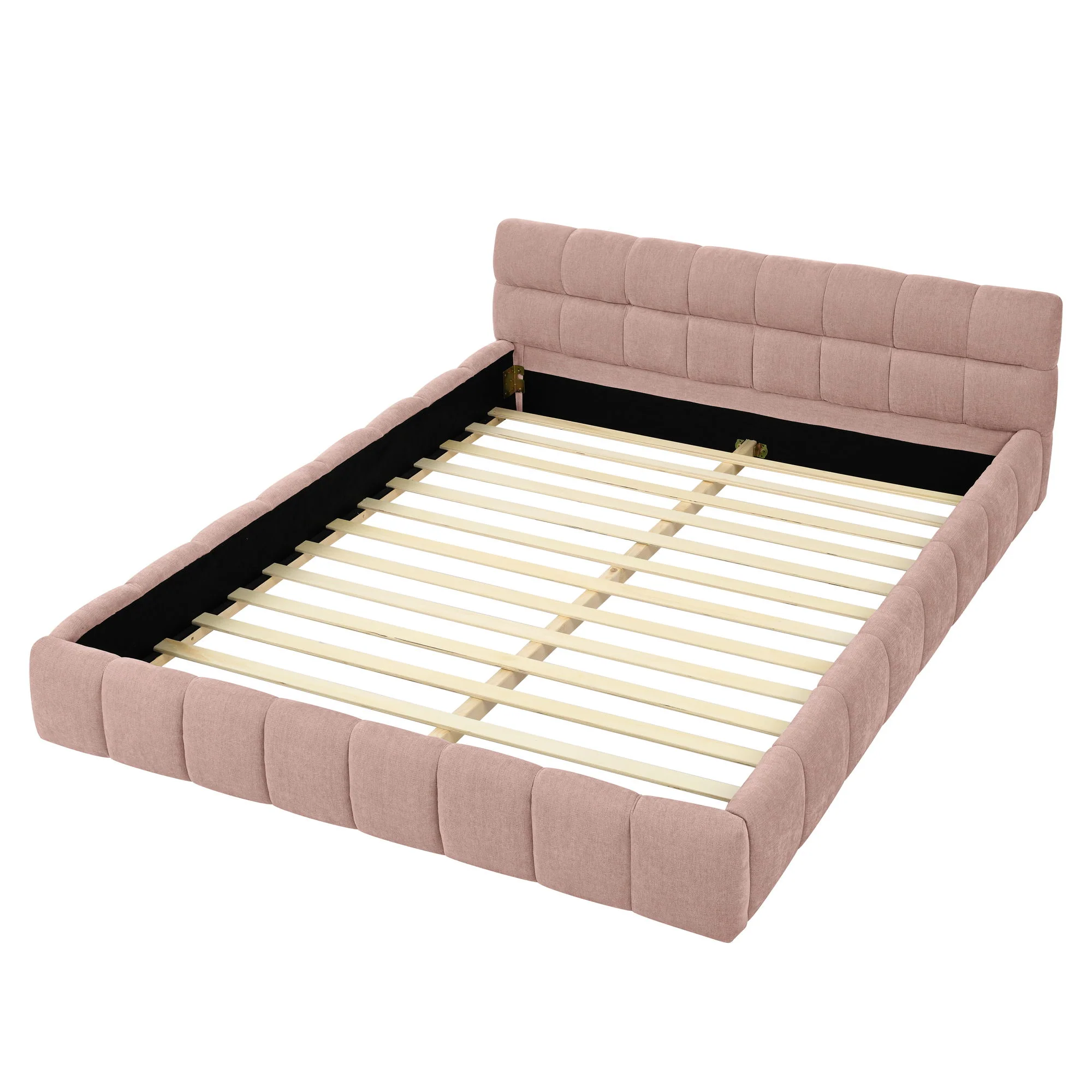 Modern Platform Bed Frame With Thick Fabric - Image 6