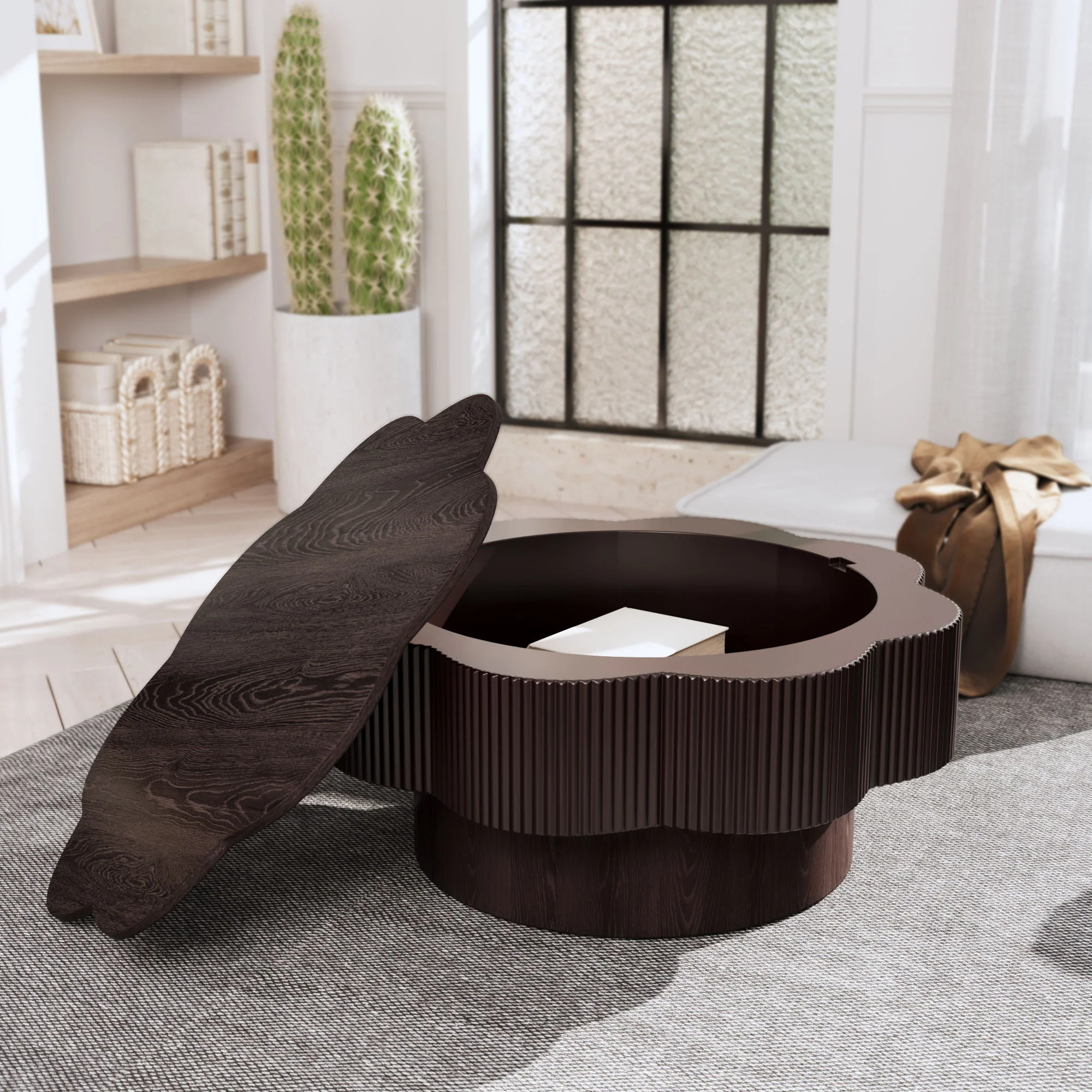 Modern Plum Blossom Shaped Coffee Table With Storage - Image 6