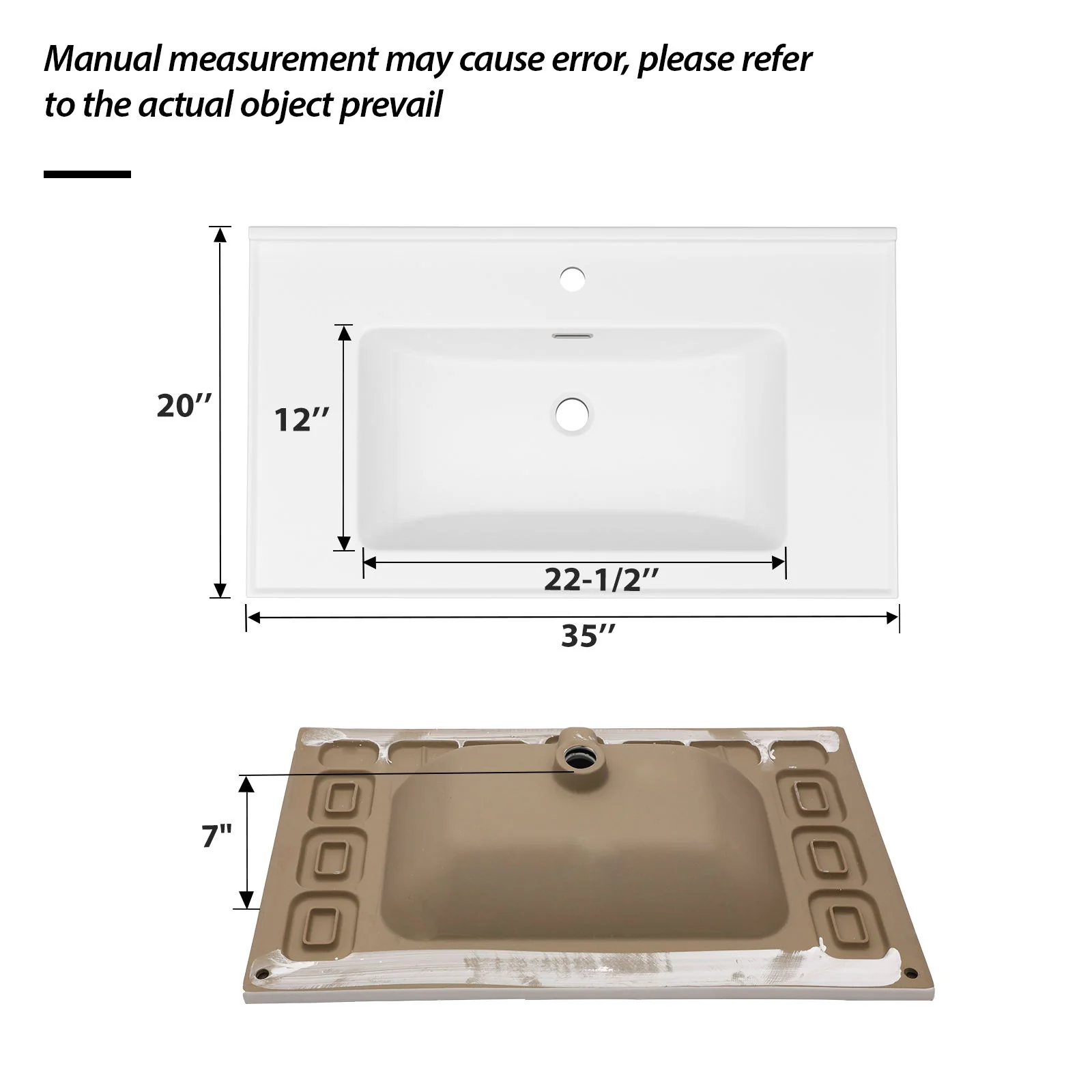 Modern Rectangular Vanity Top With Overflow For Bathroom - Image 6
