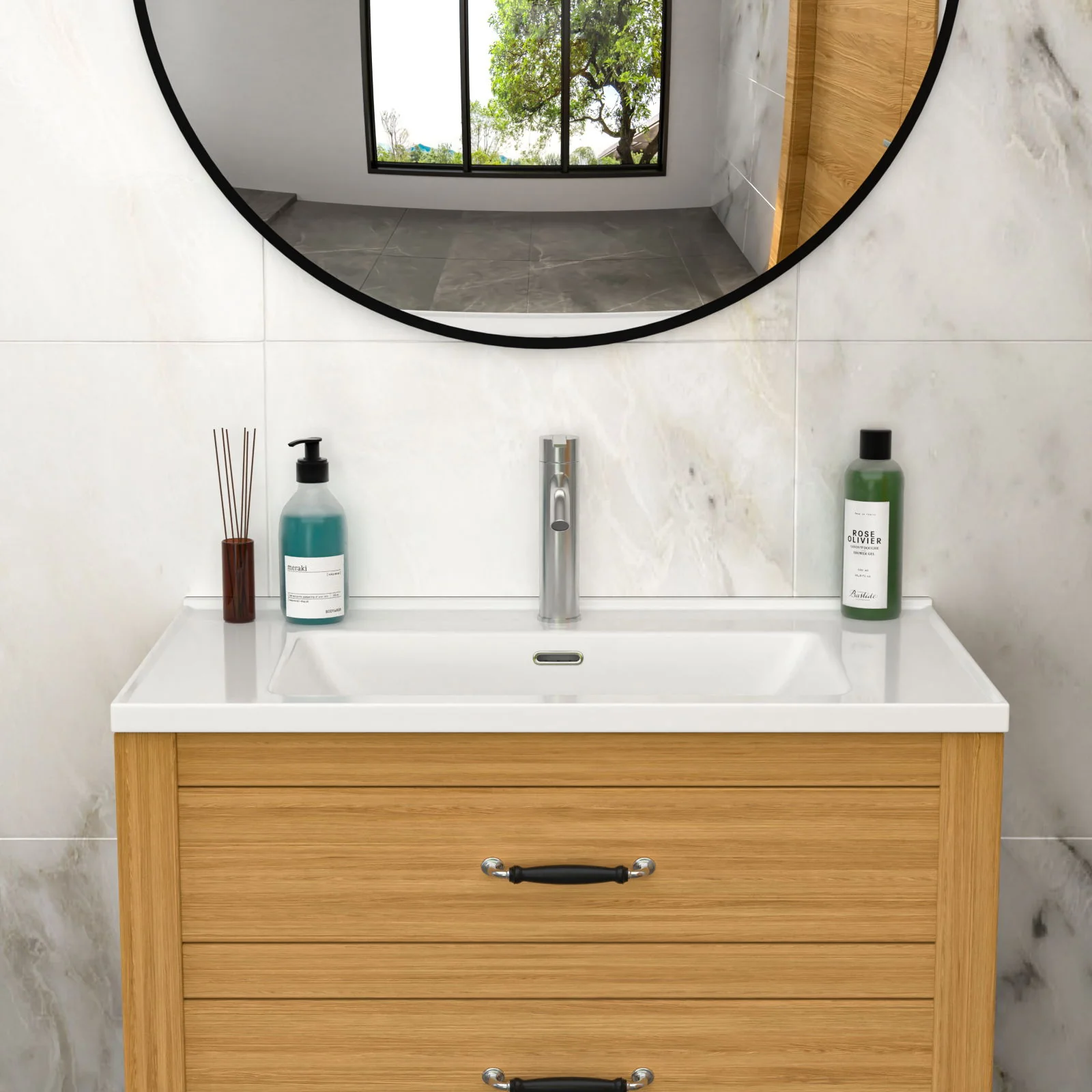 Modern Rectangular Vanity Top With Overflow For Bathroom - Image 8