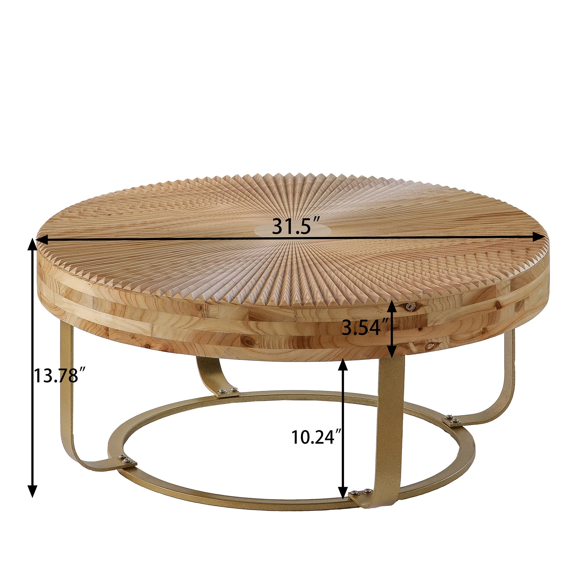 Modern Round Coffee Table With Wooden Carving Pattern - Image 4