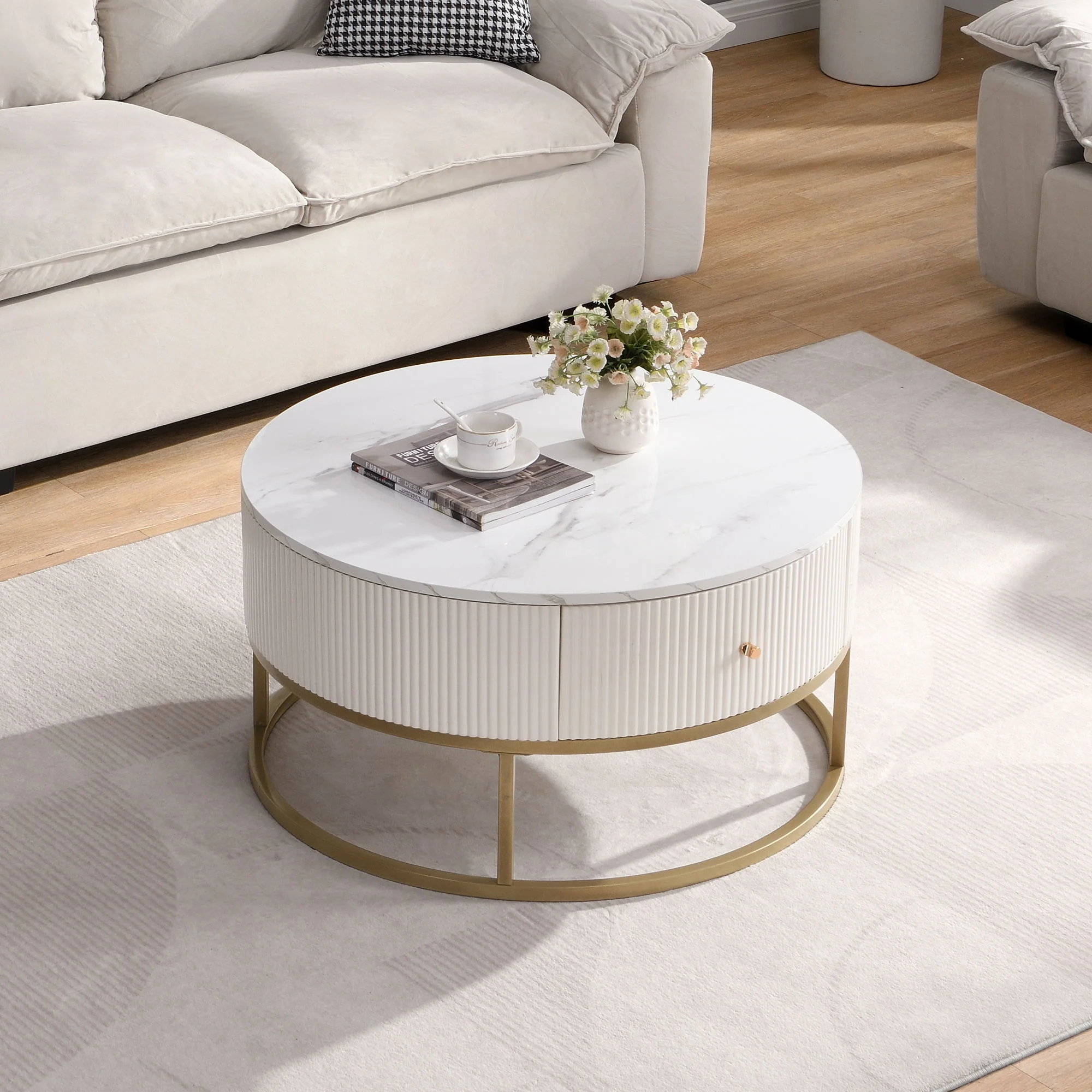 Modern Round Table With Drawers - Image 7