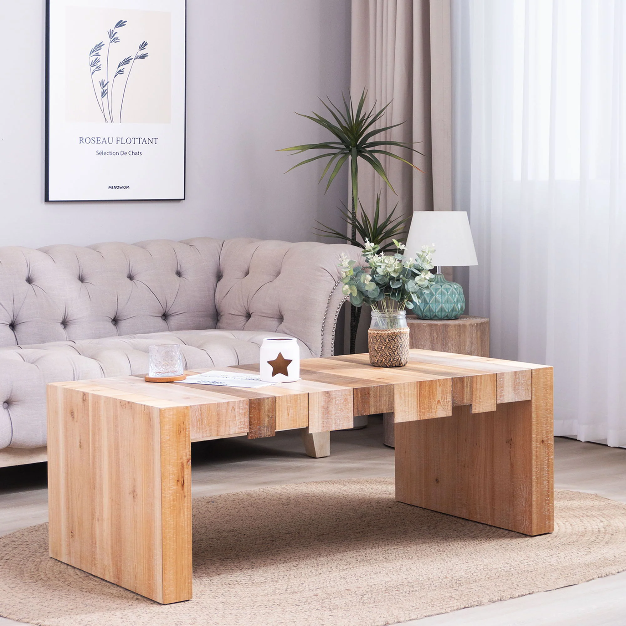 Modern Rustic Table With Sculpted Block Design - Image 5