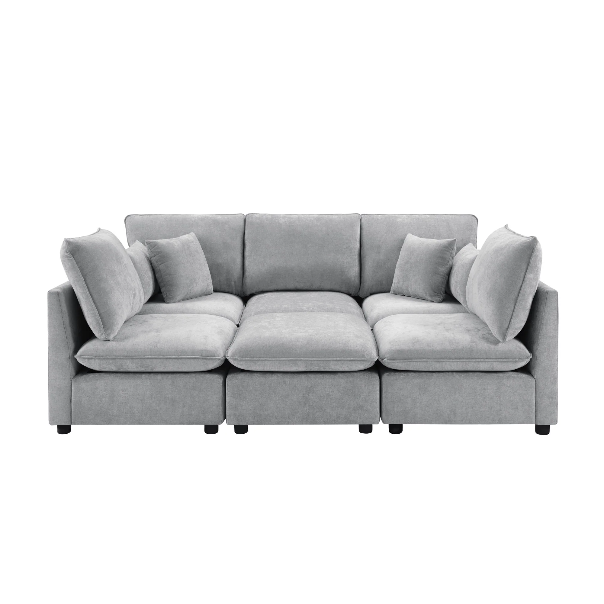 Modern Sectional Sofa U-Shaped With Movable Ottoman Storage Armrests And USB Ports - Image 2