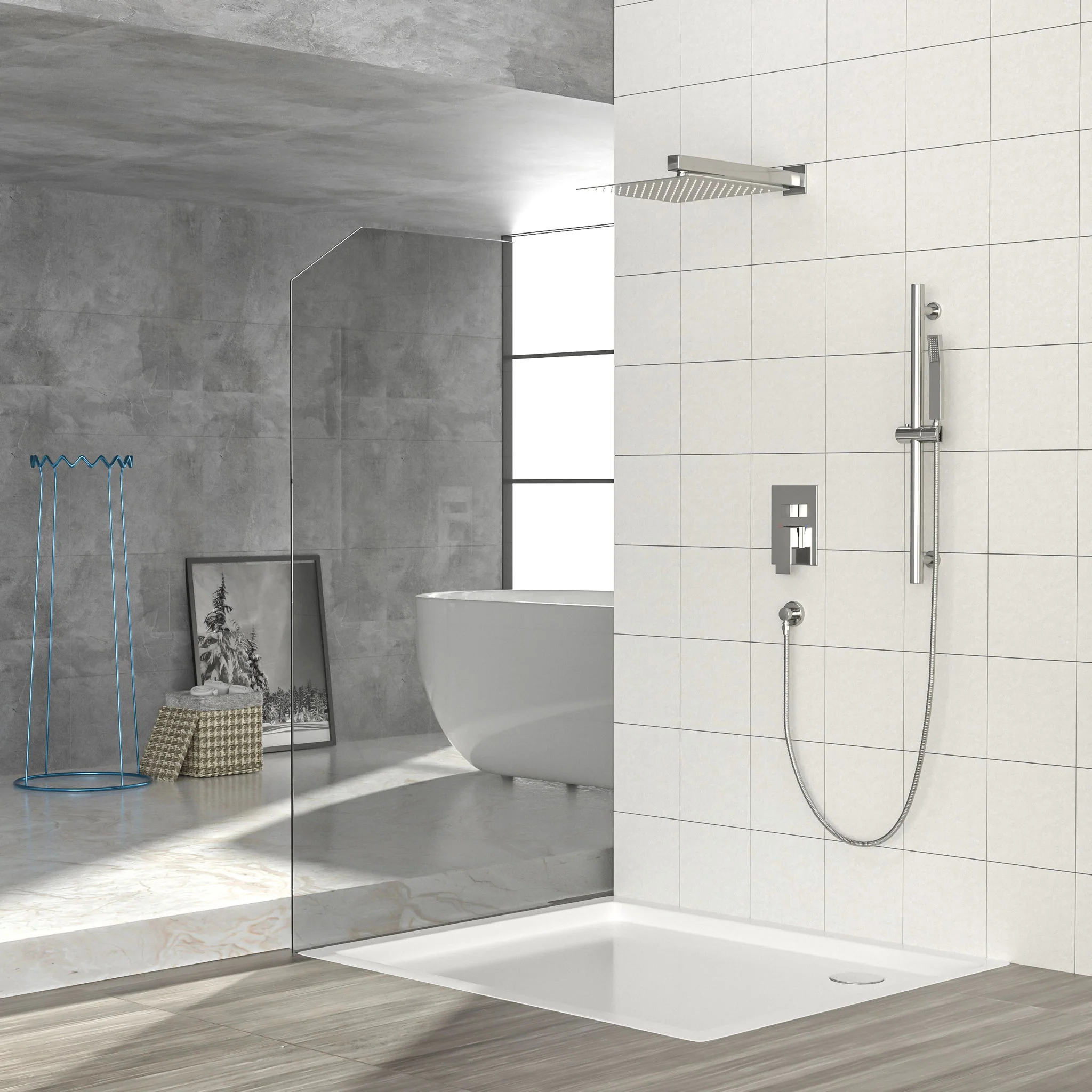 Modern Shower System With Adjustable Slide Bar, Stainless Steel And Brass Construction - Image 7