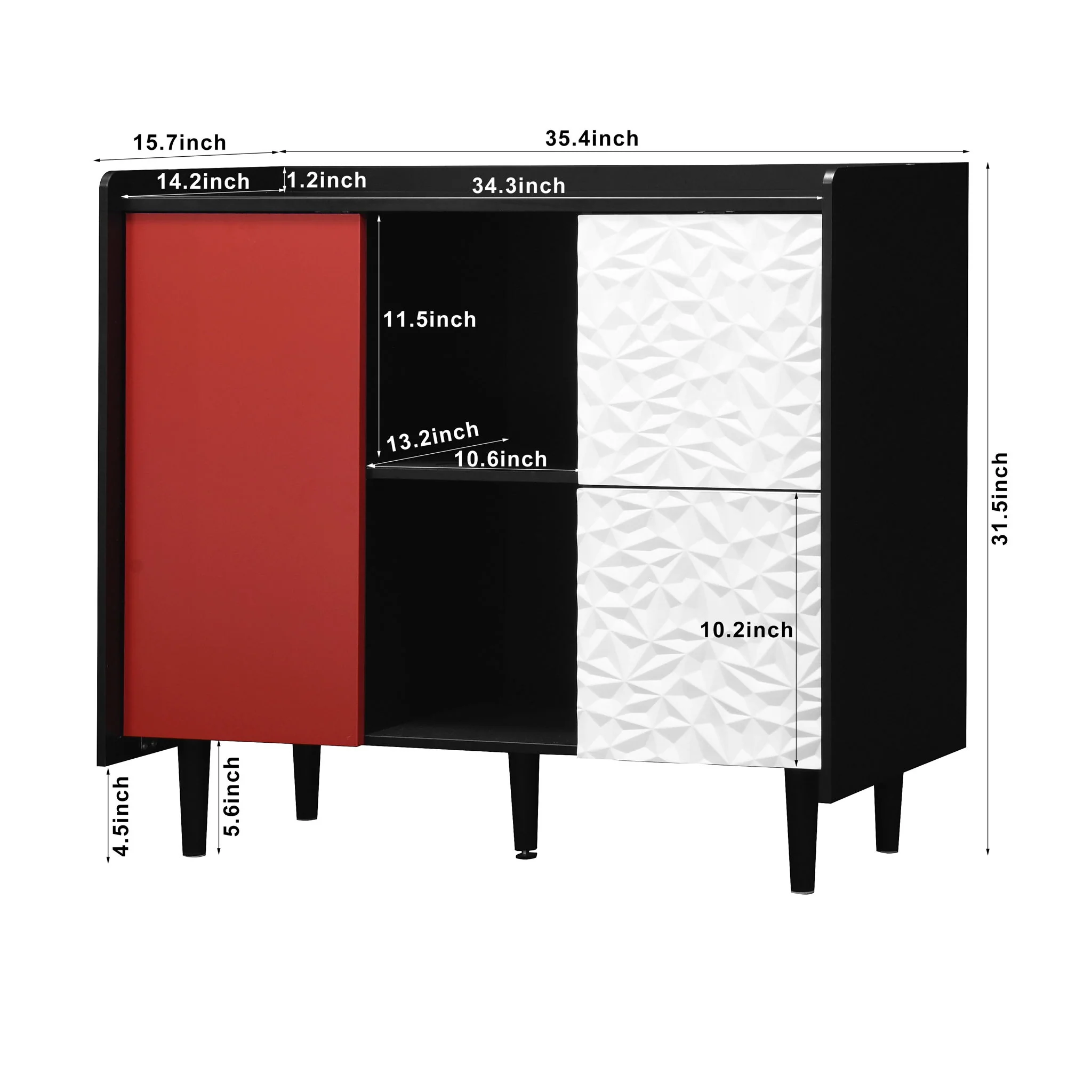 Modern Sideboard Buffet Cabinet With Doors And Unique Panel Styling - Image 11