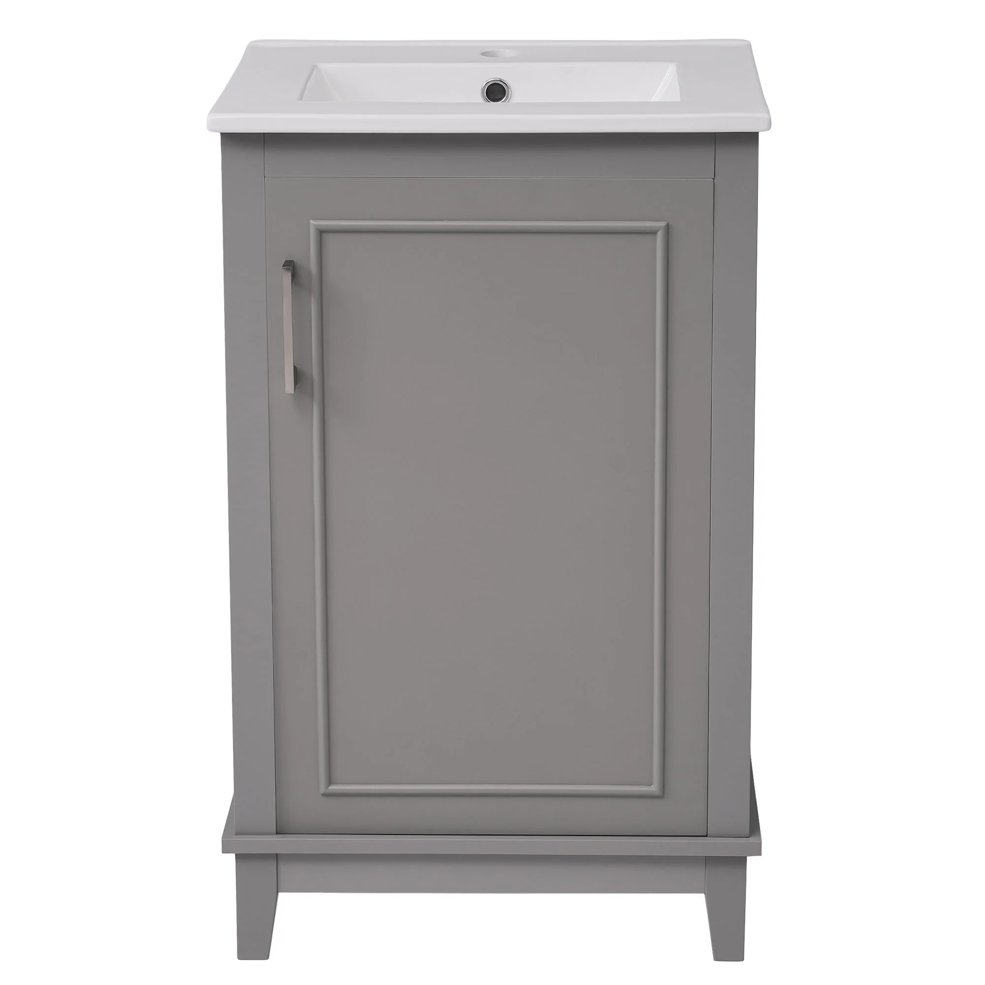 Modern Small Bathroom Vanity Cabinet With Ceramic Basin, Ample Storage, 1 Soft Close Door - Image 3