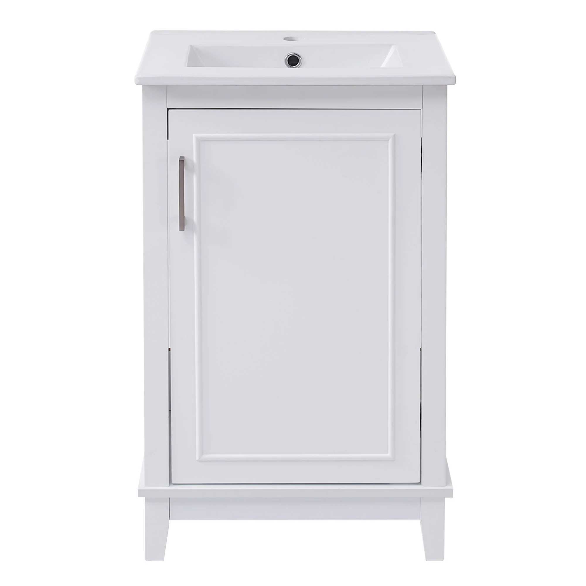Modern Small Bathroom Vanity Cabinet With Ceramic Basin, Ample Storage, 1 Soft Close Door - Image 4
