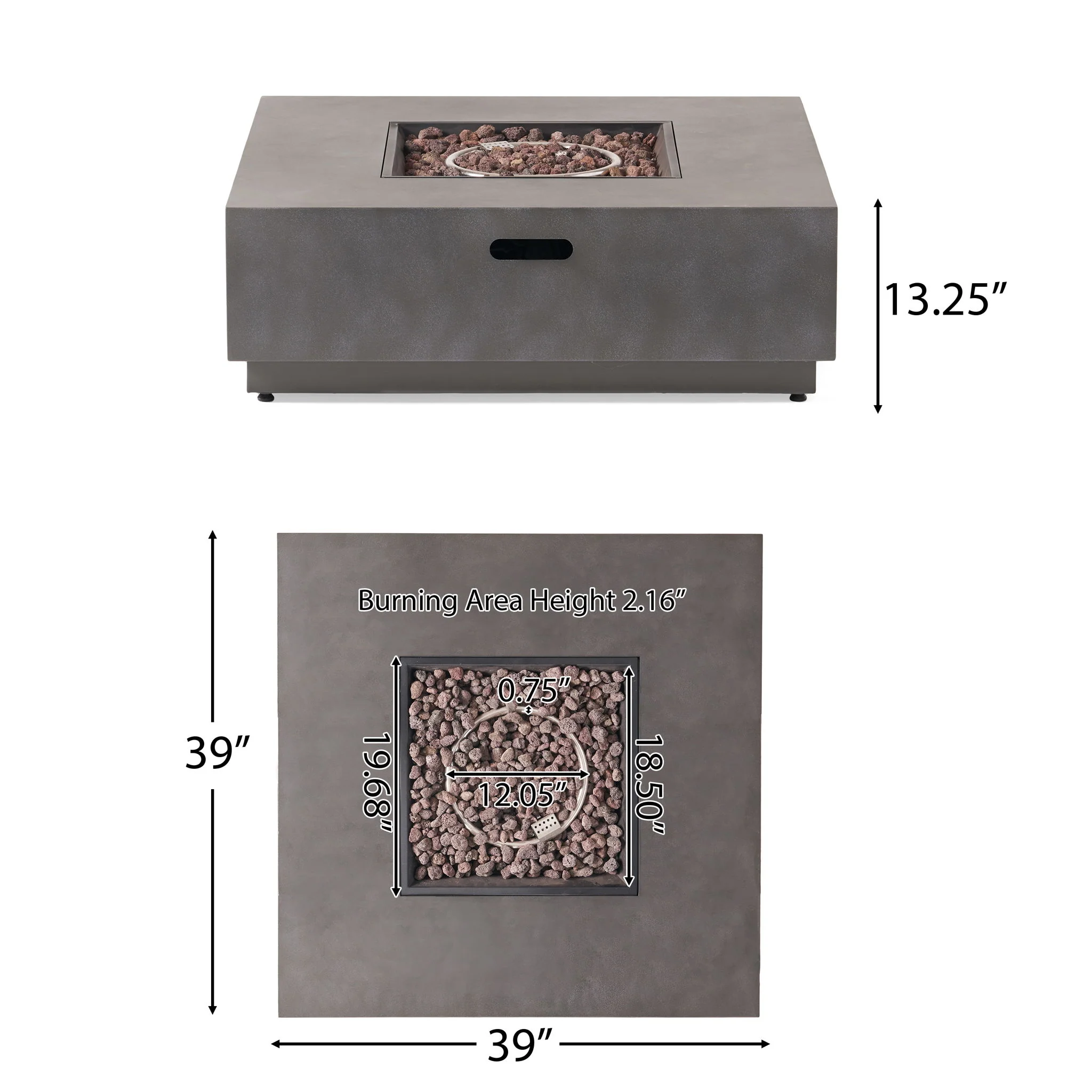 Modern Square Fire Pit With 50, 000 Btu - Image 4