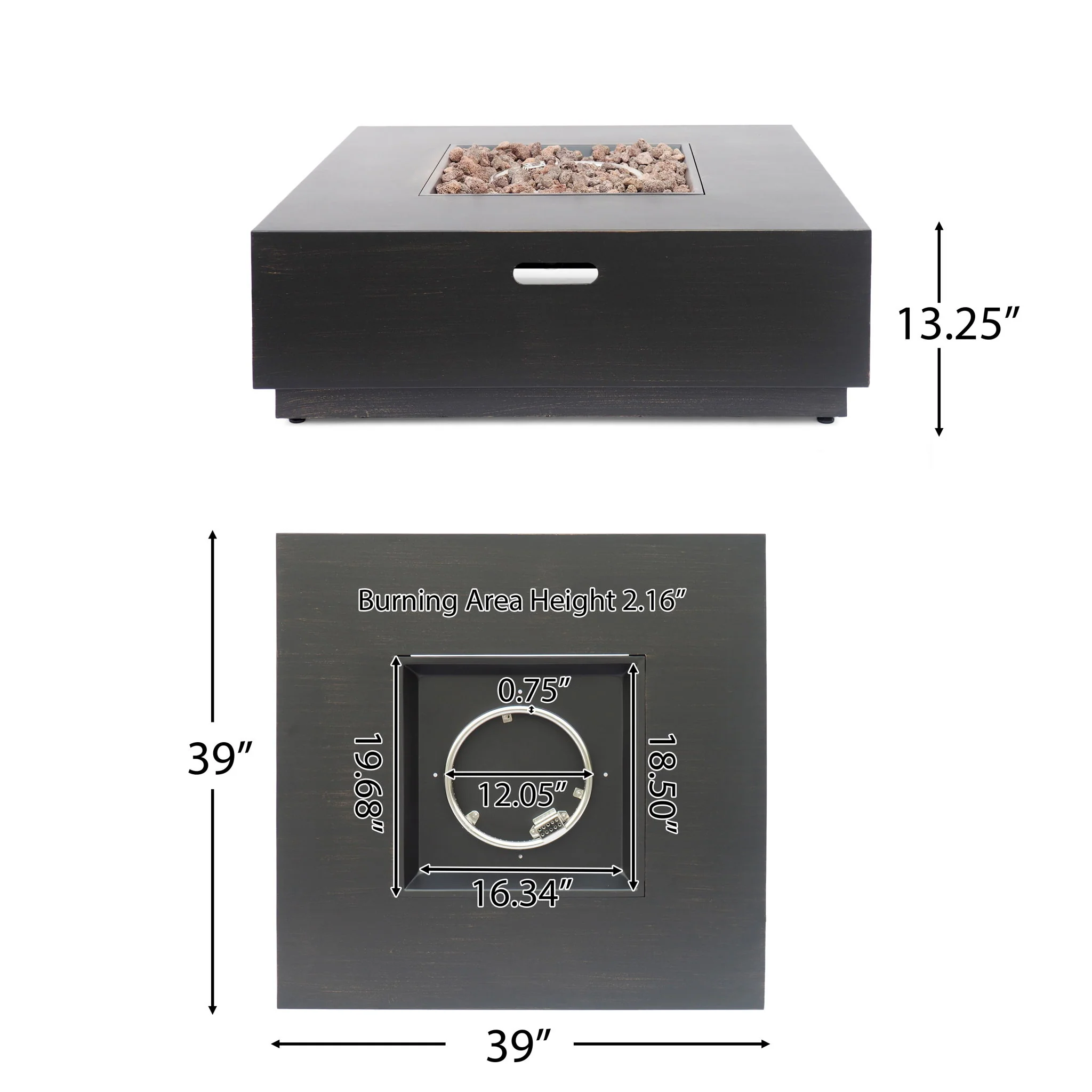 Modern Square Fire Pit With 50, 000 Btu - Image 5