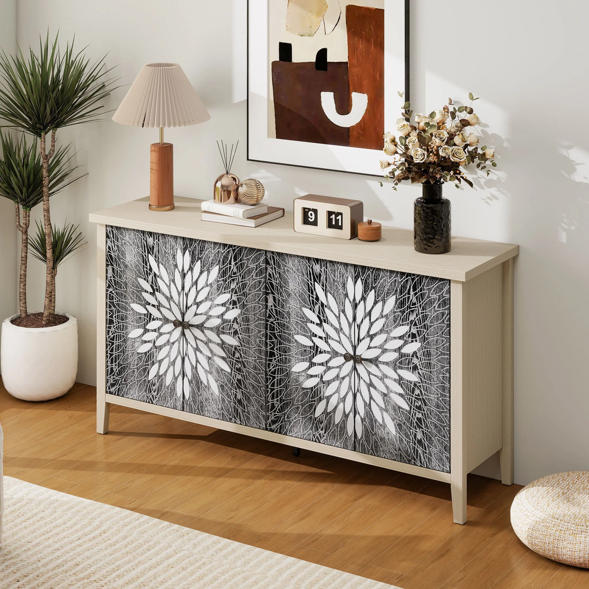 Modern Storage Cabinet With 4 Doors & Adjustable Shelves - Image 3