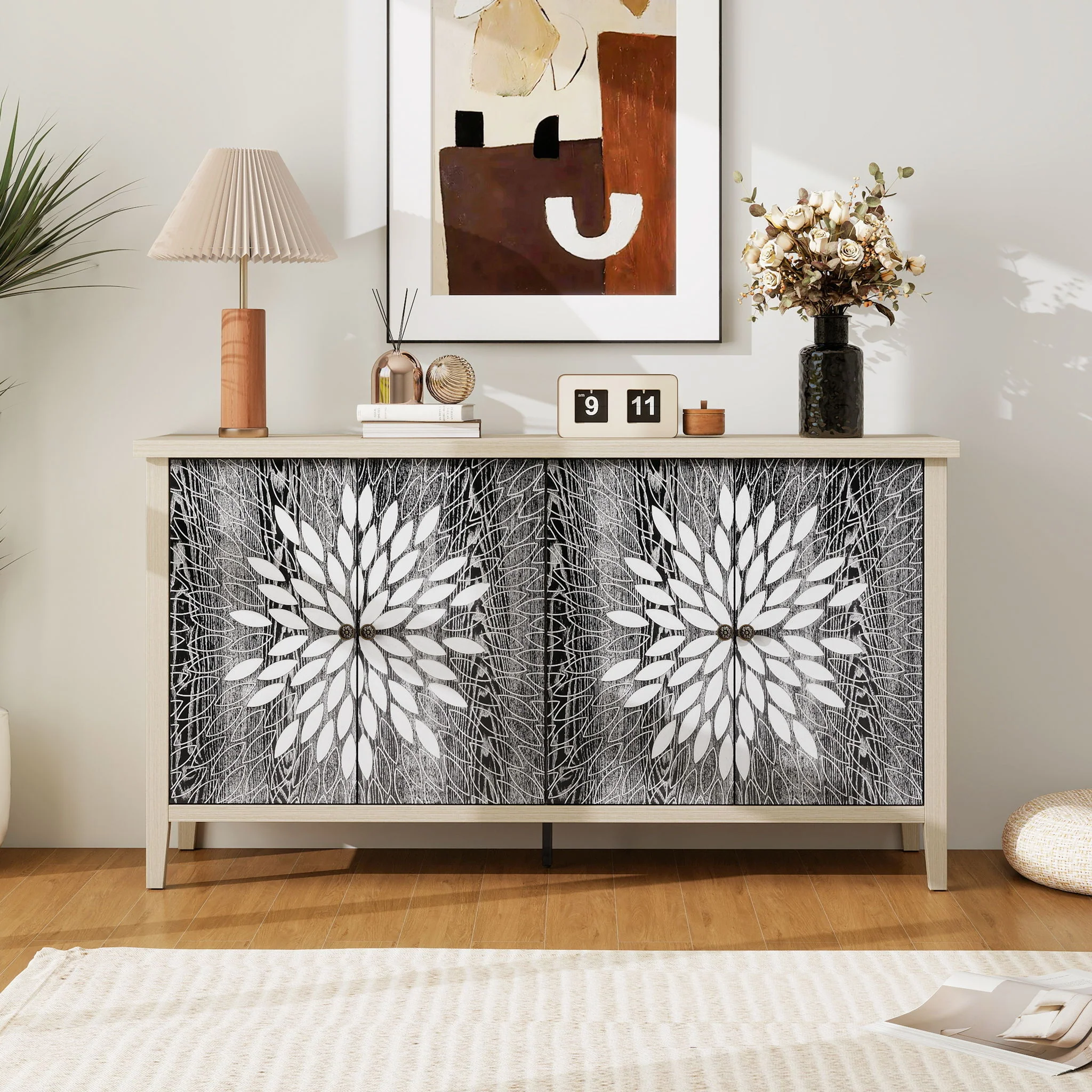 Modern Storage Cabinet With 4 Doors & Adjustable Shelves - Image 4