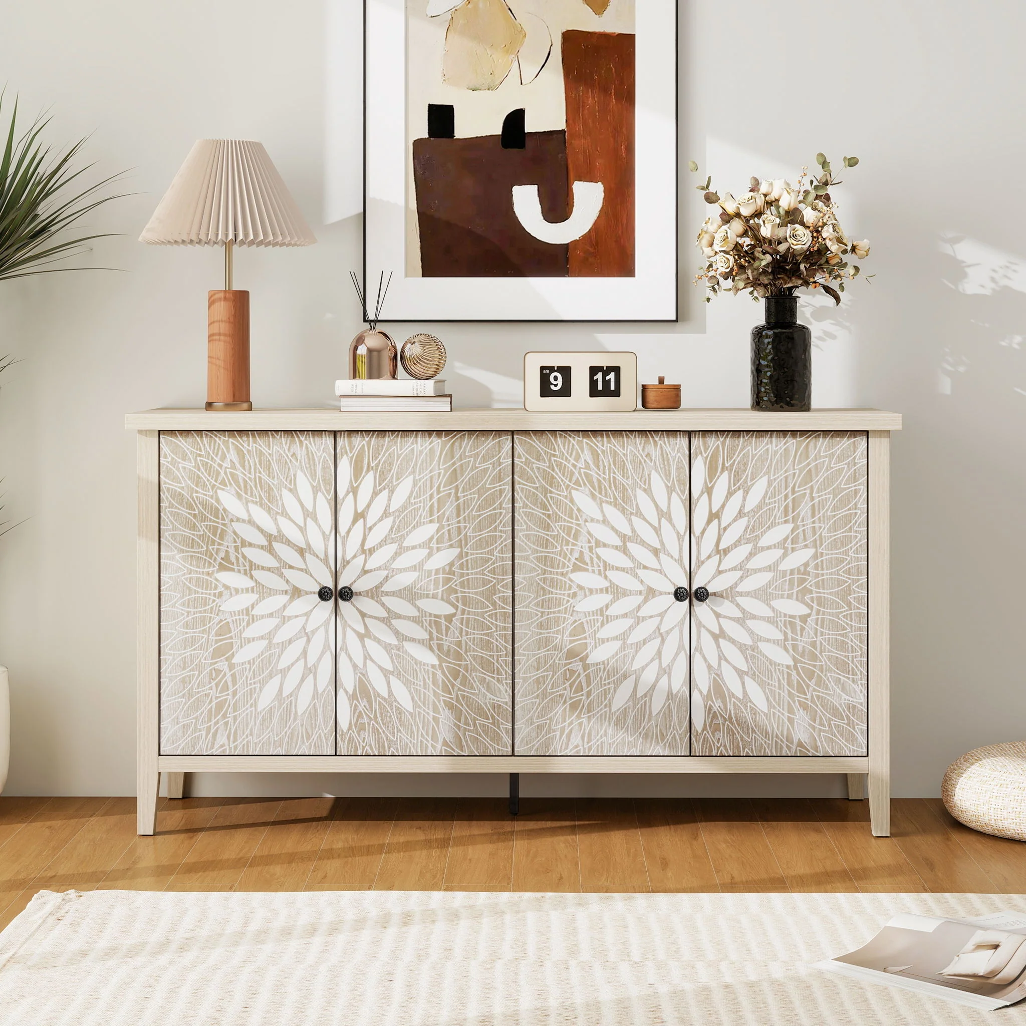 Modern Storage Cabinet With 4 Doors & Adjustable Shelves - Image 6