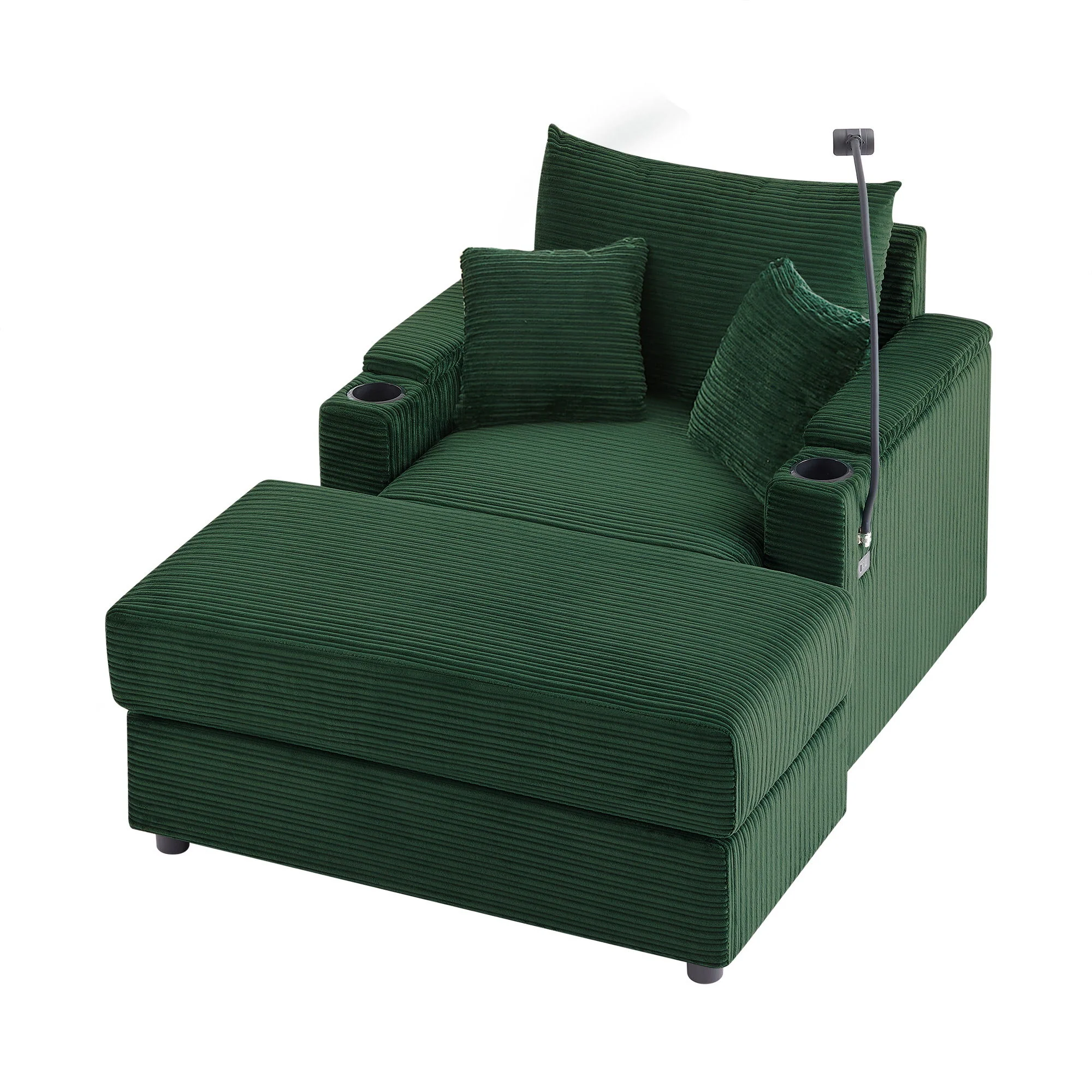 Modern Style Loveseat Sofa Sectional Sofa Couch With Storage Space, A Movable Ottoman, Two USB Ports, Two Cup Holders, A Phone Holder For Living Room - Image 5