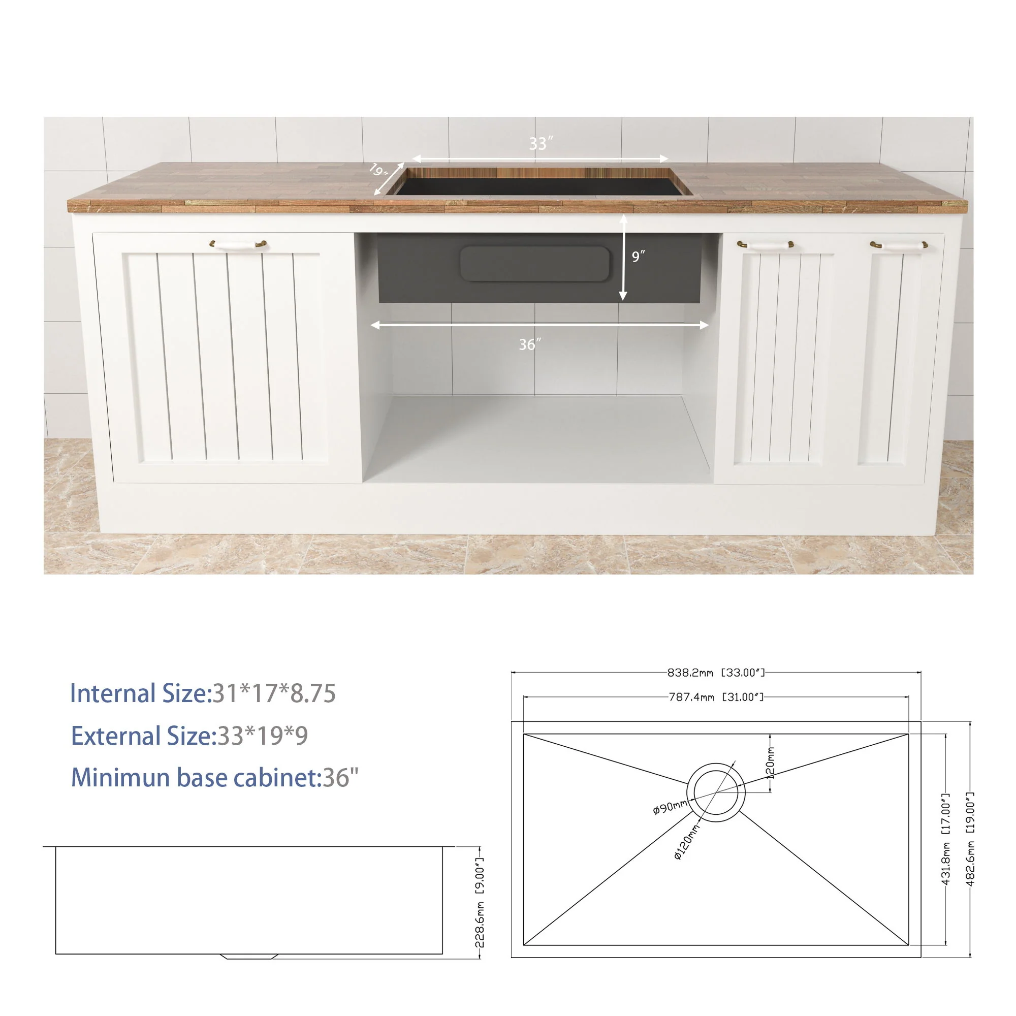 Modern Style Undermount Sink With Stainless Steel, Deep Single Bowl - Image 6