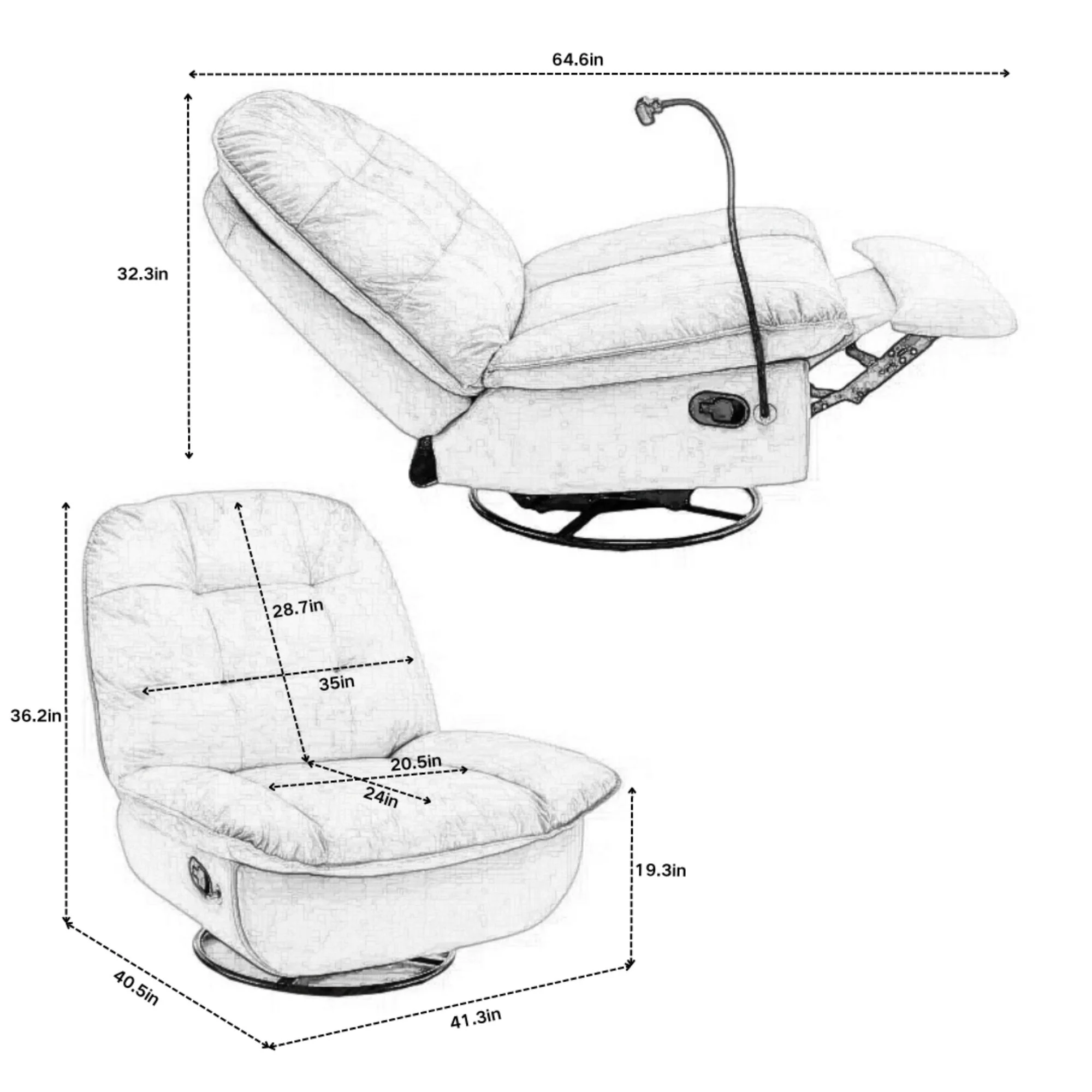 Modern Swivel Gliding Recliner Chair With Rocking Function And Phone Holder, Large Comfortable - Image 8