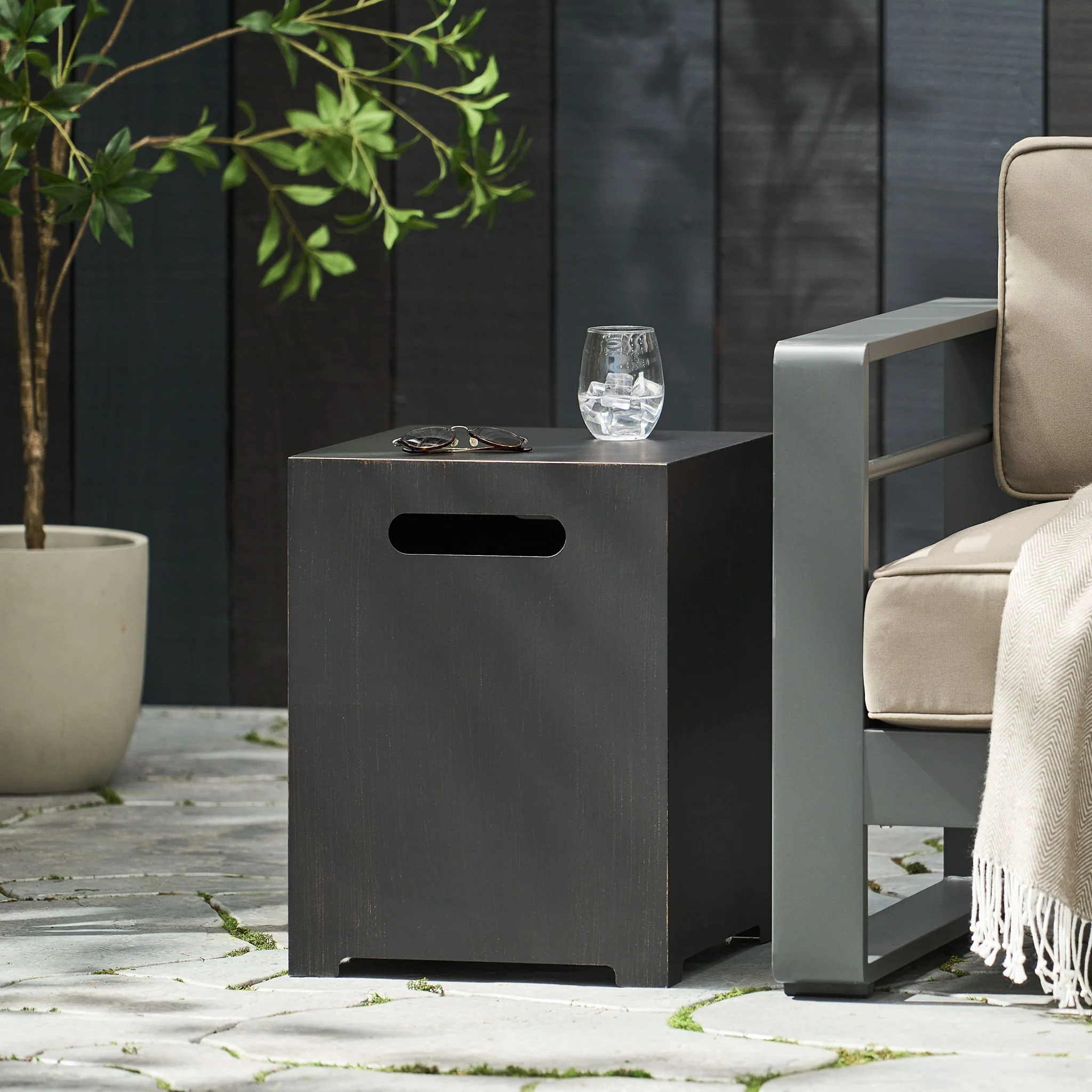 Modern Tank Holder Side Table With Powder Coated Frame - Image 2