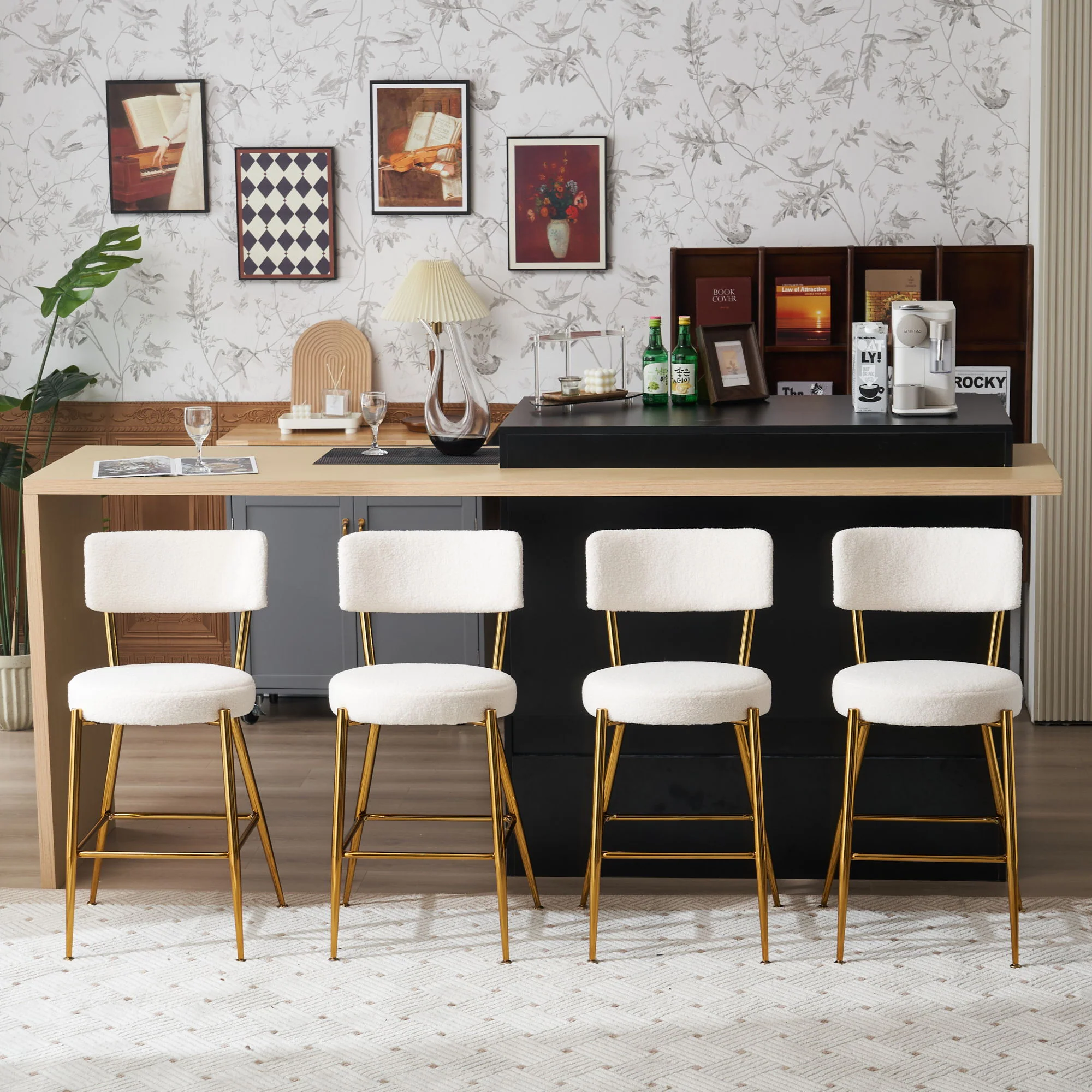 Modern Teddy Fabric Upholstered Bar Stools - Image 11