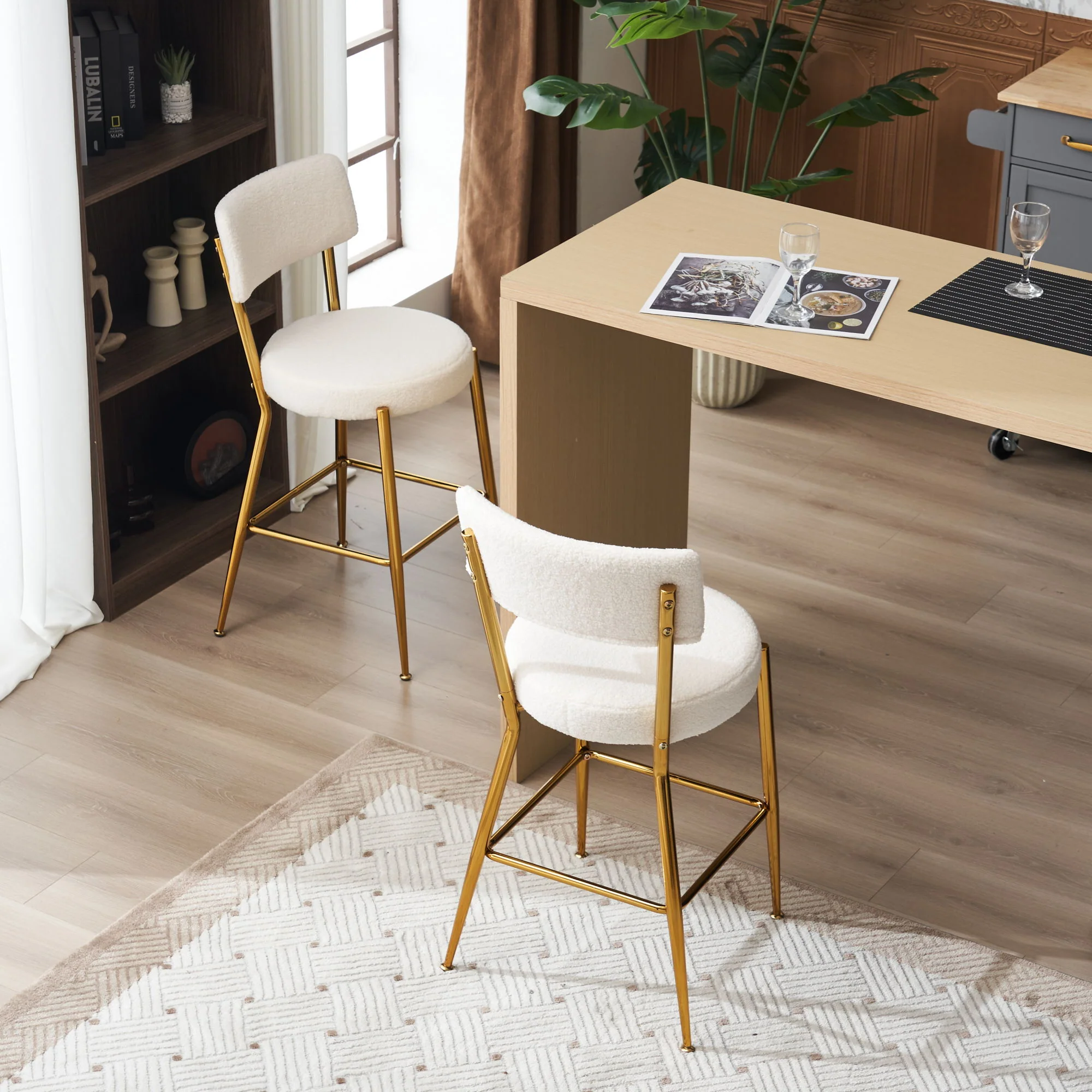 Modern Teddy Fabric Upholstered Bar Stools - Image 4