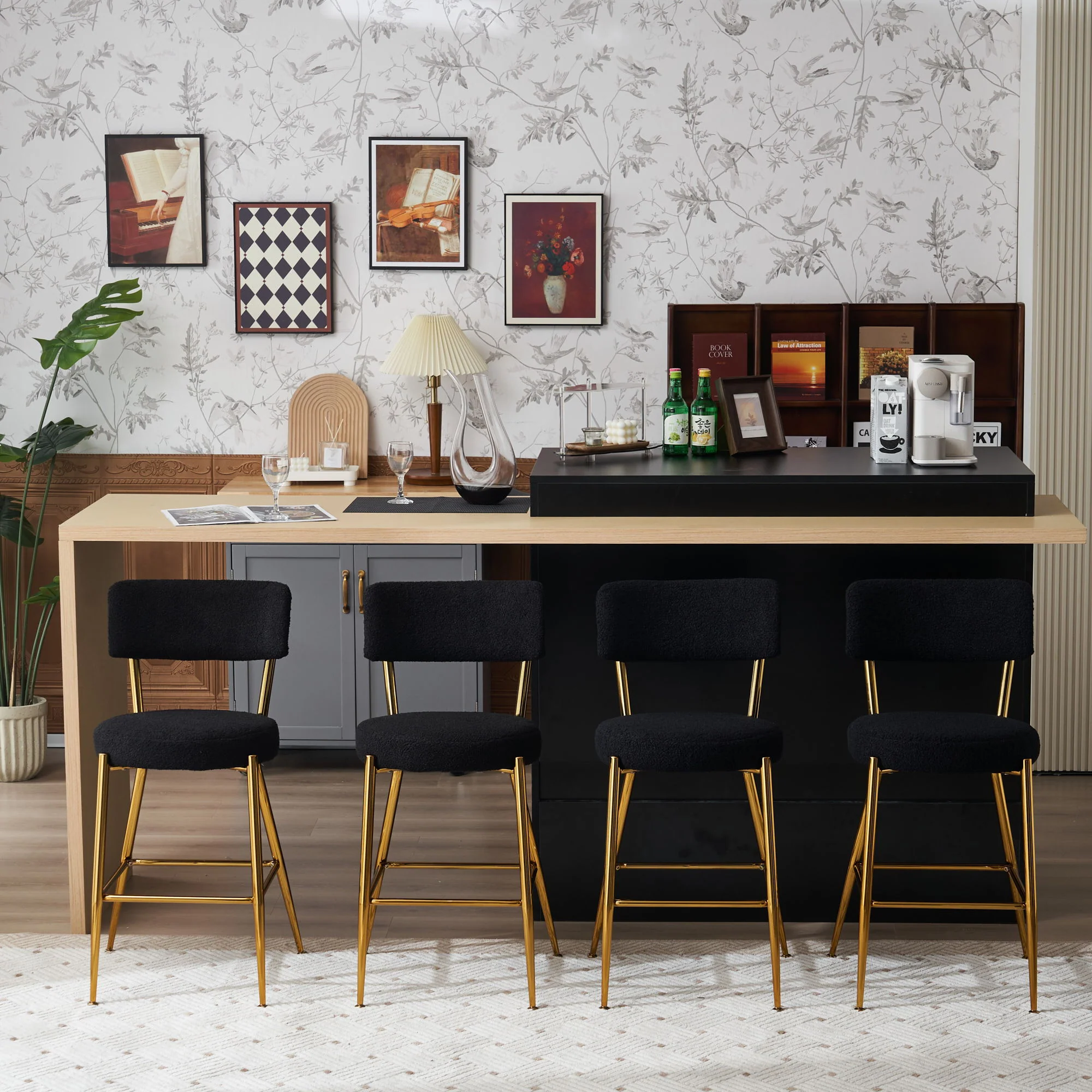 Modern Teddy Fabric Upholstered Bar Stools - Image 7