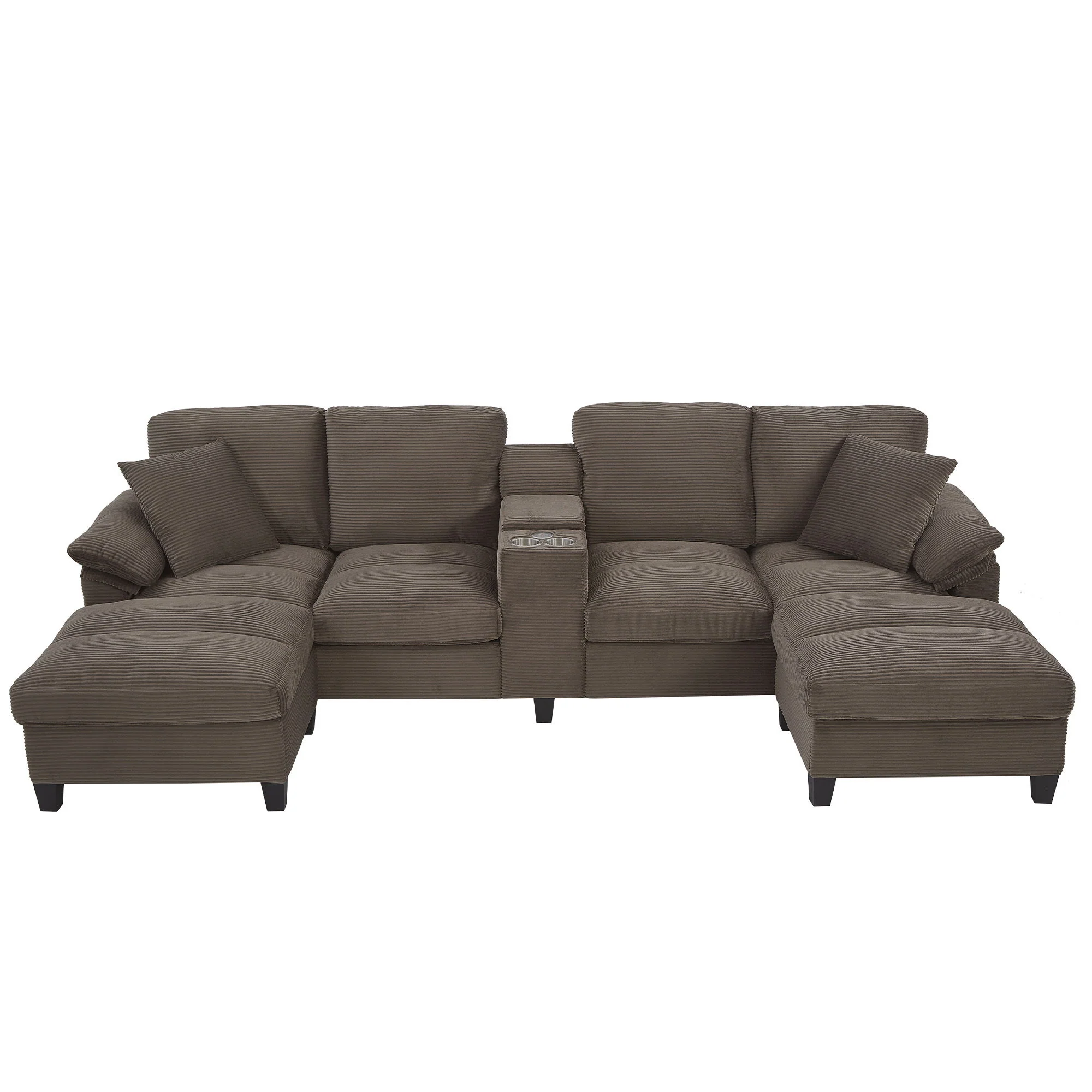 Modern U-Shaped Sectional Sofa With Storage Ottomans - Image 2