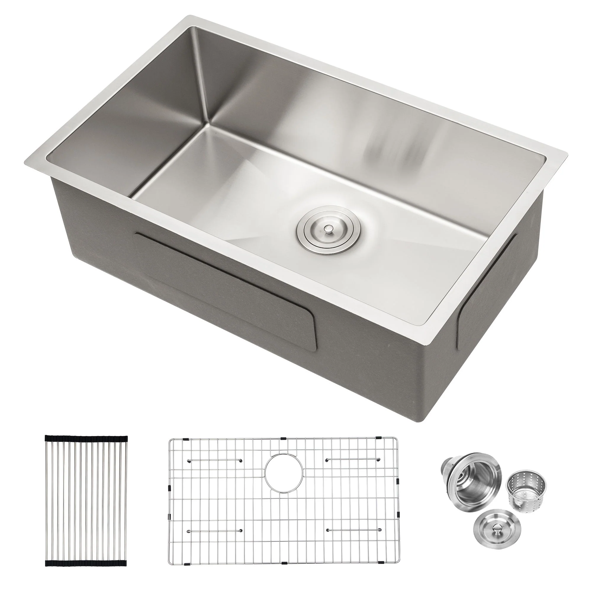 Modern Undermount Stainless Steel Kitchen Sink 16 Gauge, Deep Single Bowl - Image 3