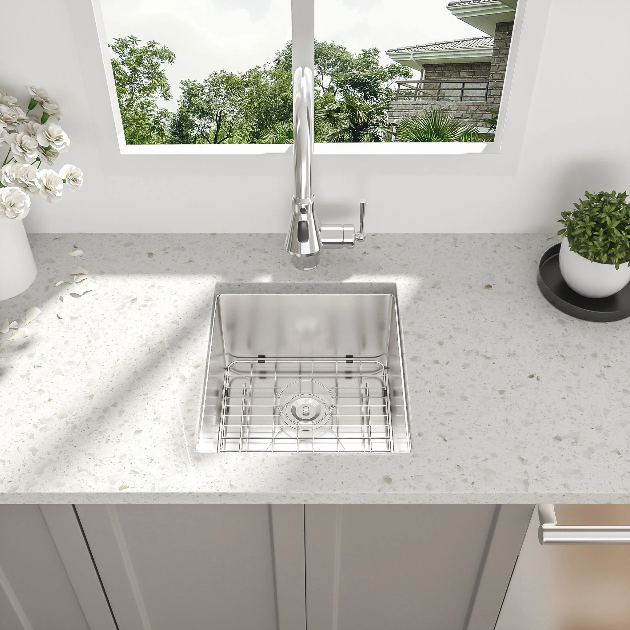 Modern Undermount Stainless Steel Kitchen Sink 16 Gauge, Deep Single Bowl - Image 52