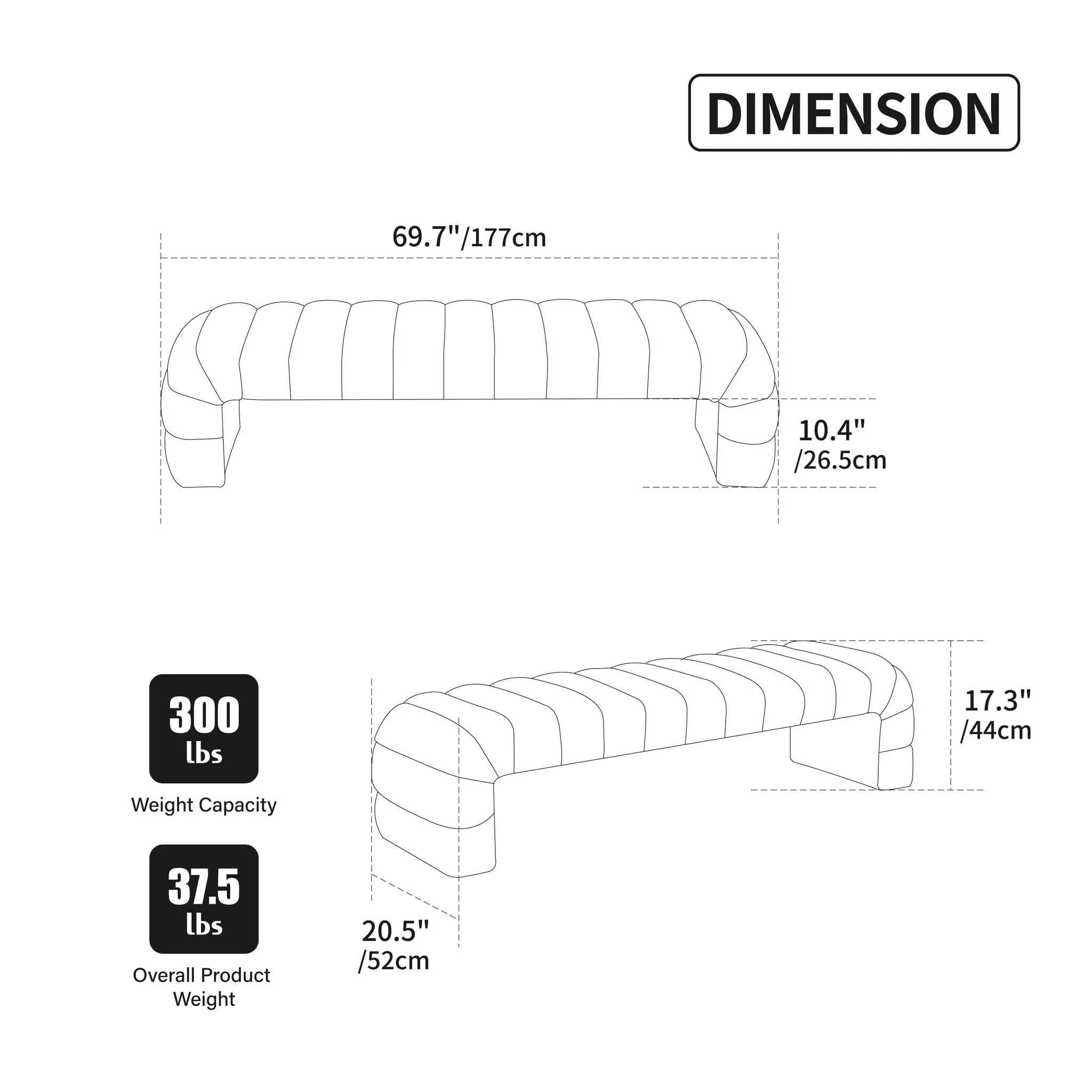 Modern Upholstered Armless Bed Bench With Channel Tufted Design - Image 12