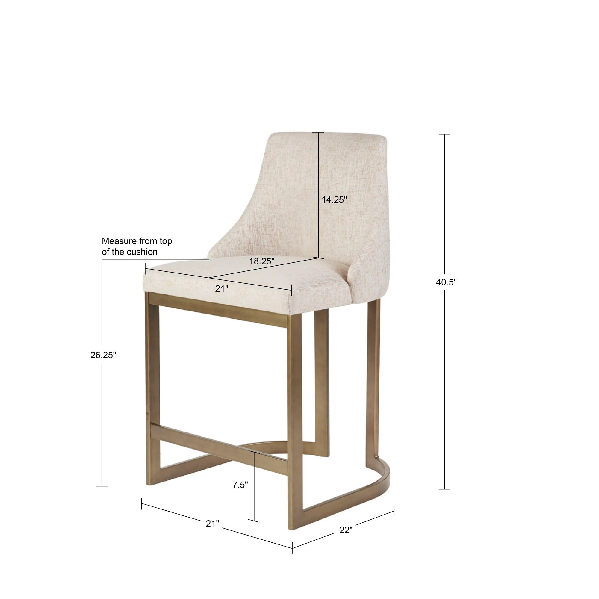 Upholstered Counter Stool With Metal Base - Cream - Image 4