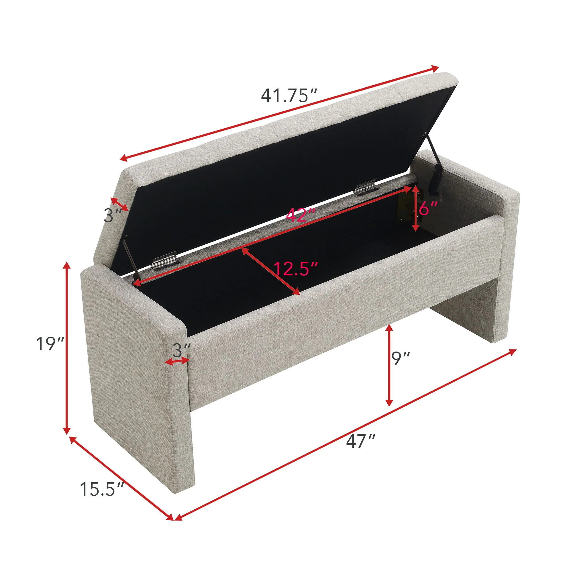 Modern Upholstered Large Bed End Bench With Storage - Image 5
