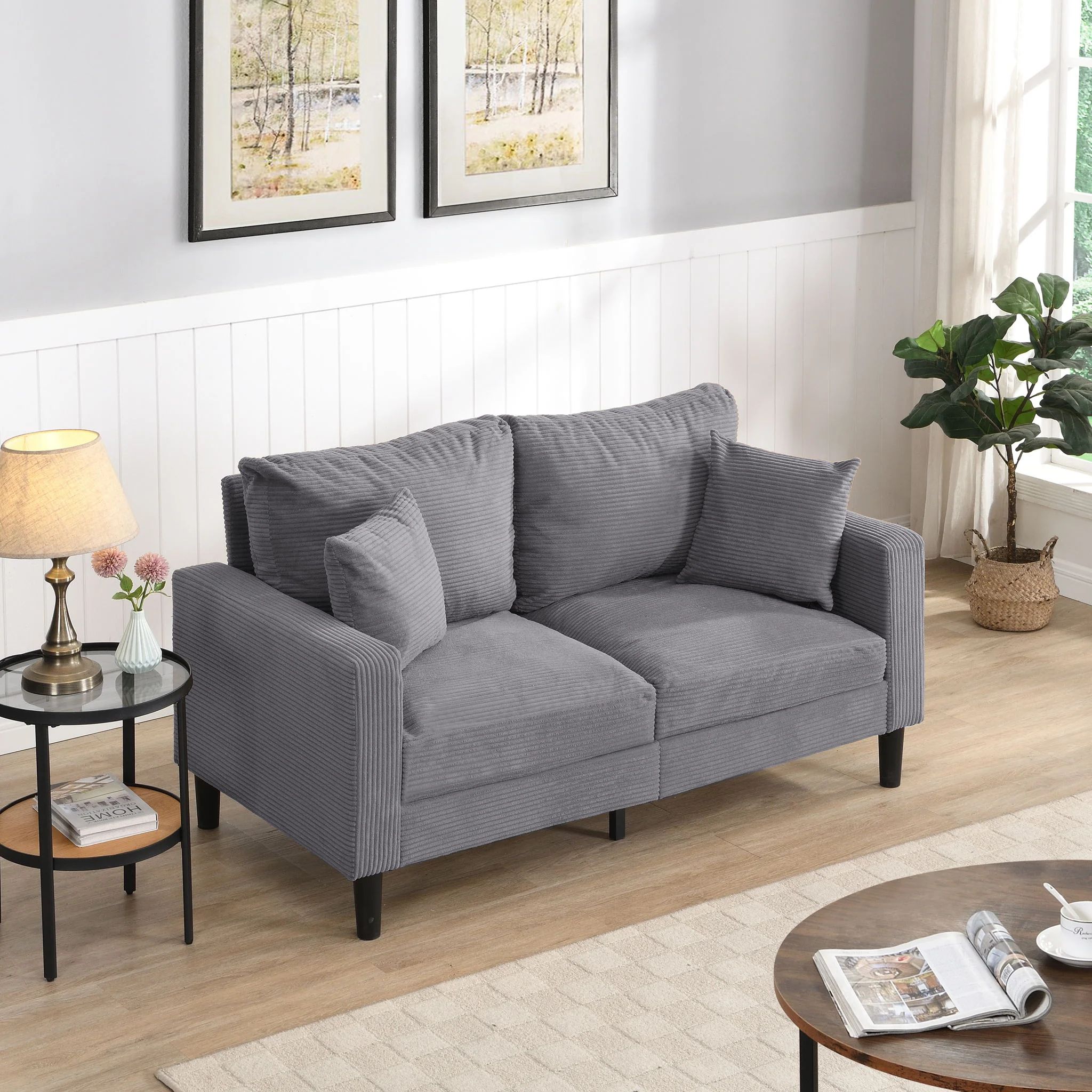 Modern Upholstered Loveseat Sofa, High Resilience - Image 11
