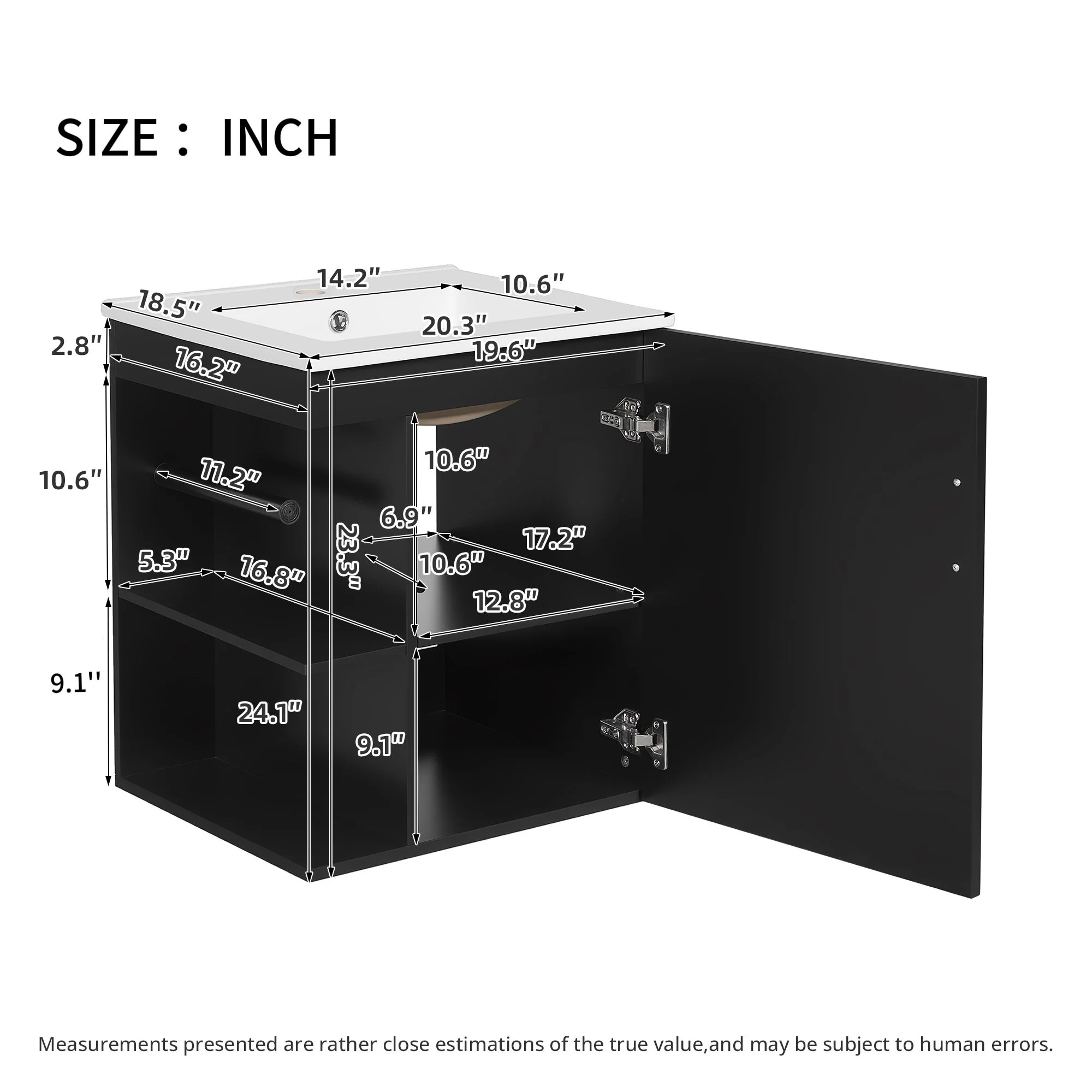 Modern Wall Mounted Bathroom Cabinet With Side Shelf And Ceramic Sink - Image 3