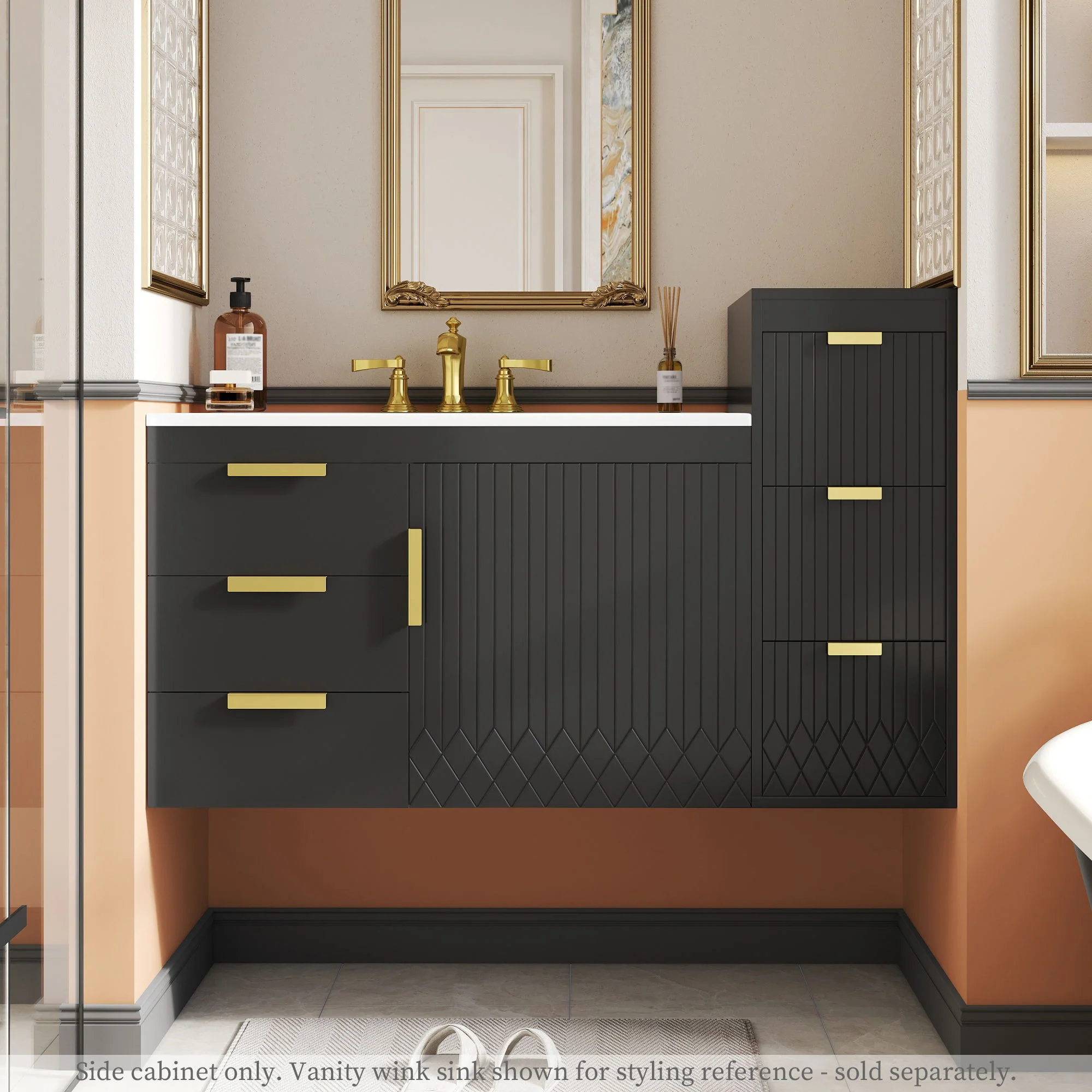 Modern Wall Mounted Floating Cabinet With Drawers For Bathroom - Image 5
