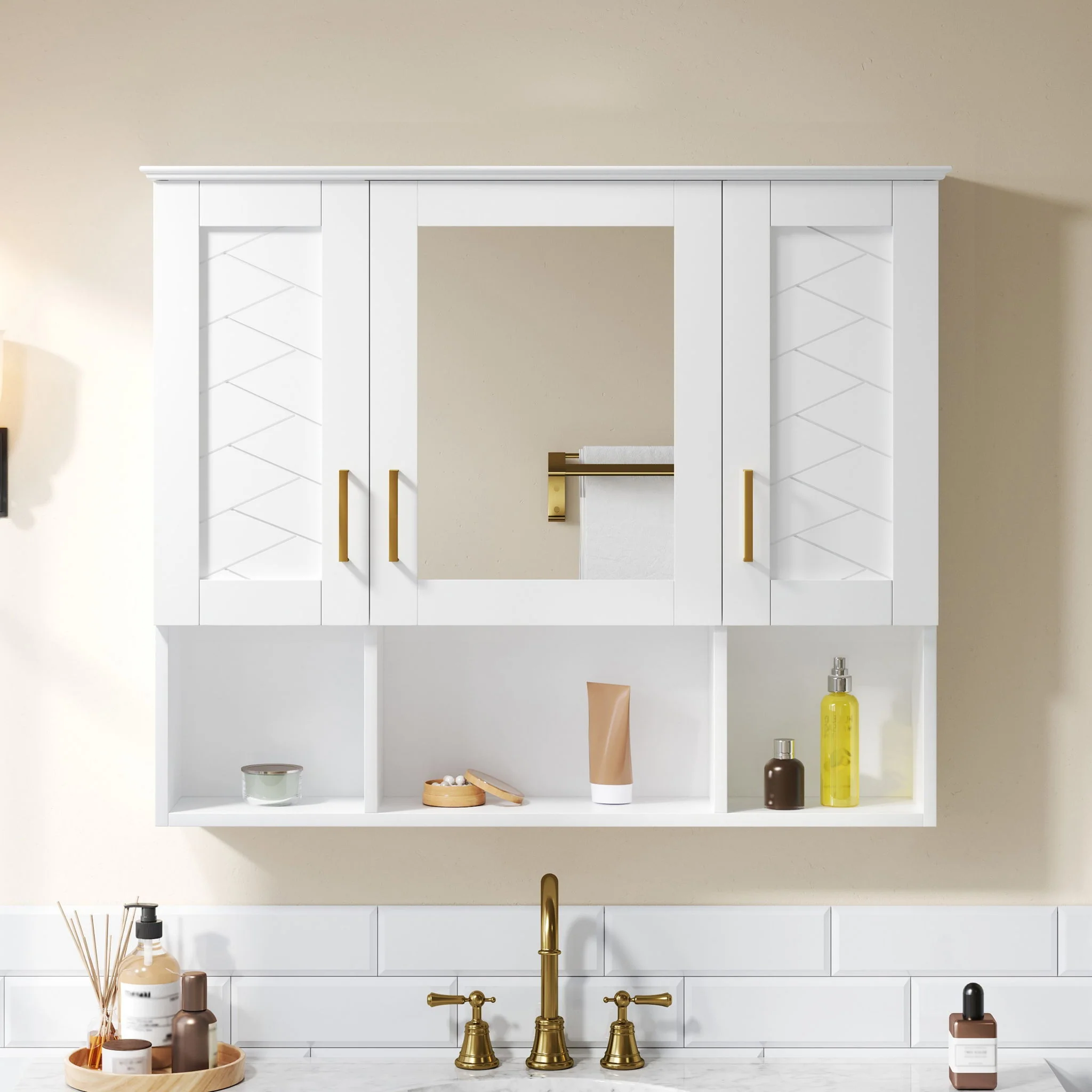 Modern Wall Mounted Medicine Cabinet With Adjustable Shelves, Soft Close Doors, High Define Mirror - Image 11