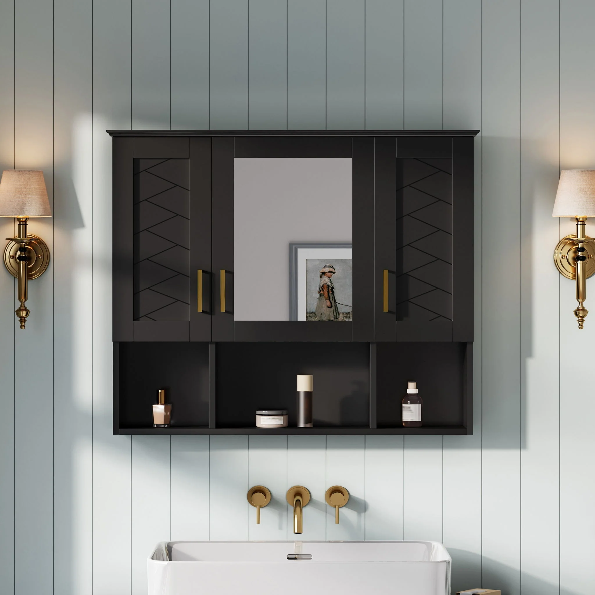Modern Wall Mounted Medicine Cabinet With Adjustable Shelves, Soft Close Doors, High Define Mirror - Image 5